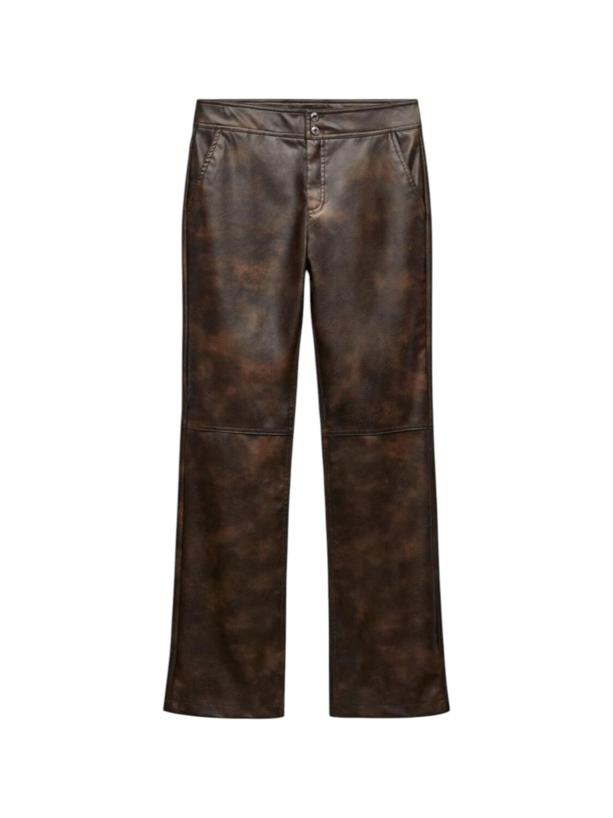 Image for Women's Plain Leather Pant,Brown