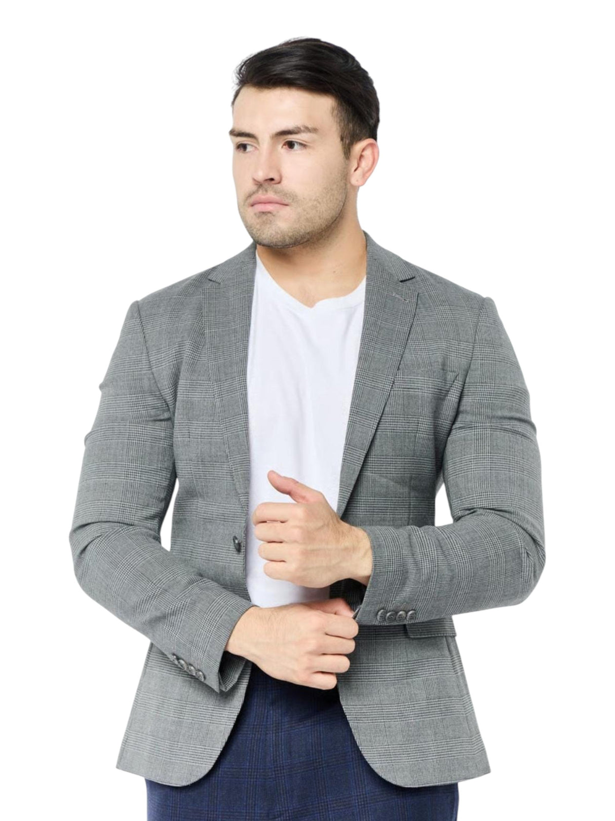 Image for Men's Plaid Blazer,Grey