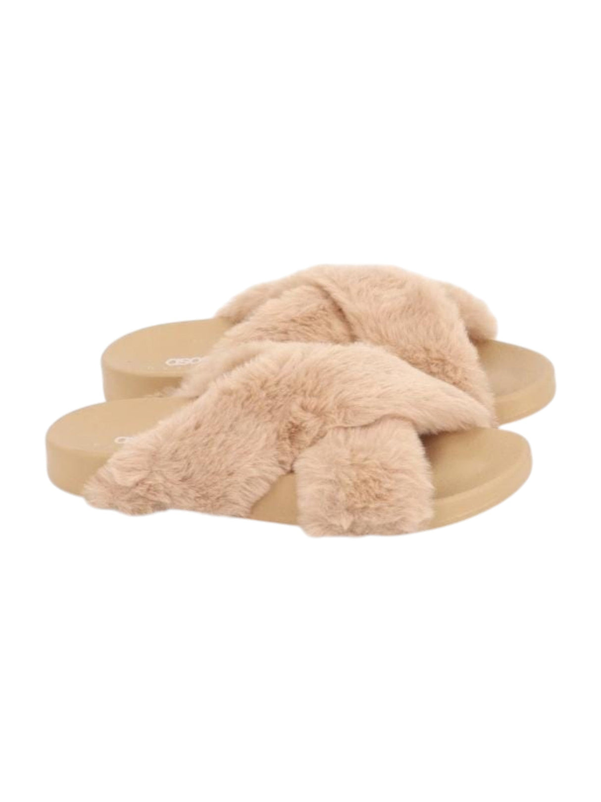 Image for Women's Faux Fur Slippers,Beige