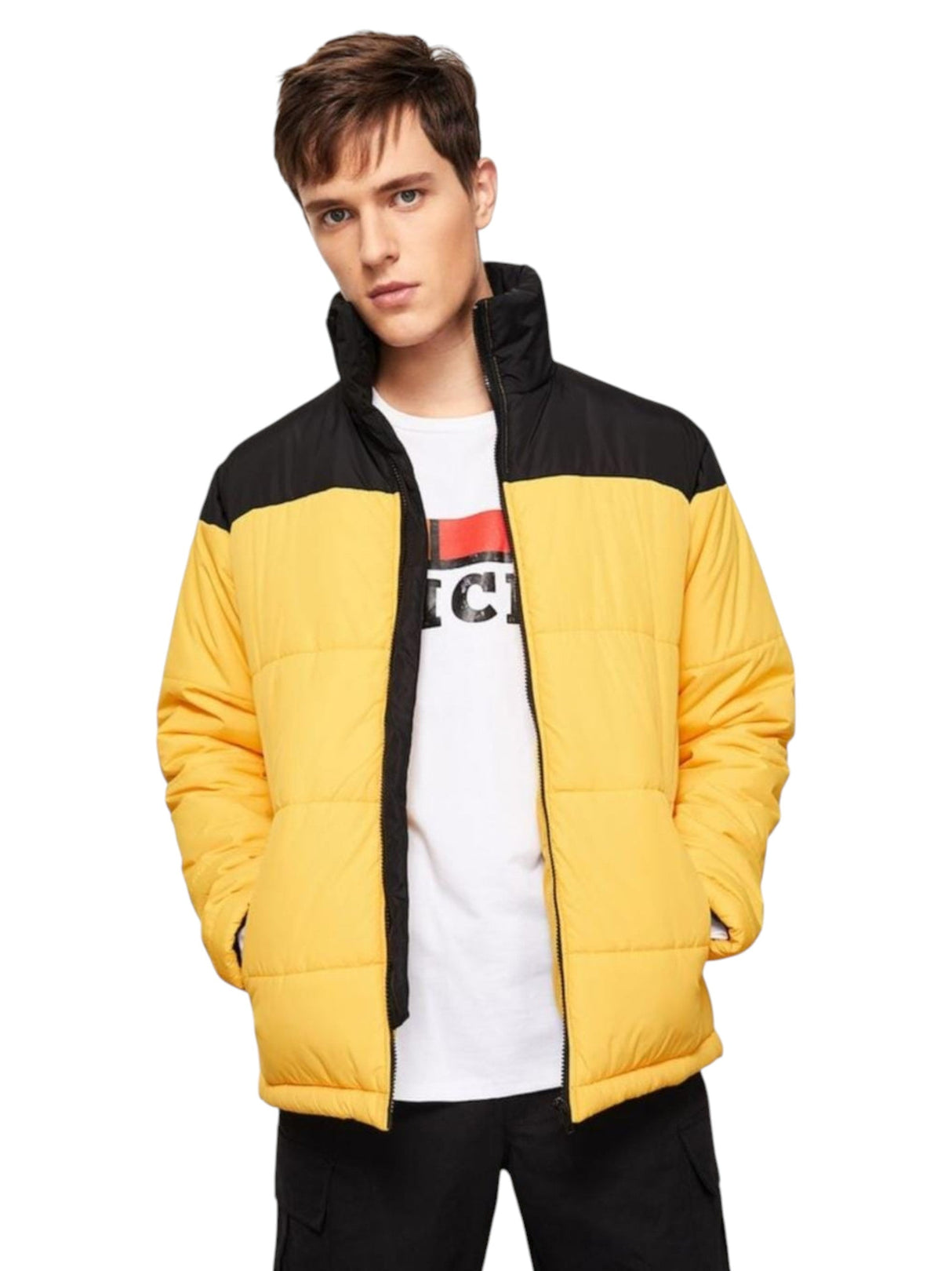 Image for Men's Colorblocked Quilted Jacket,Yellow