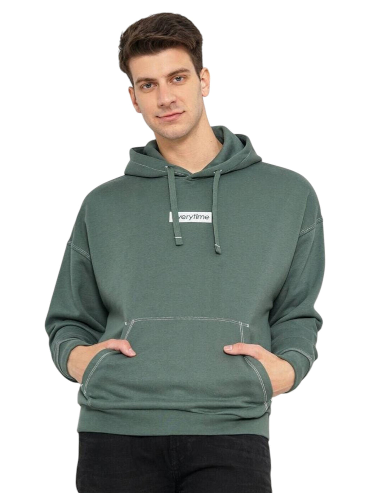 Image for Men's Printed Hoodie,Light Olive
