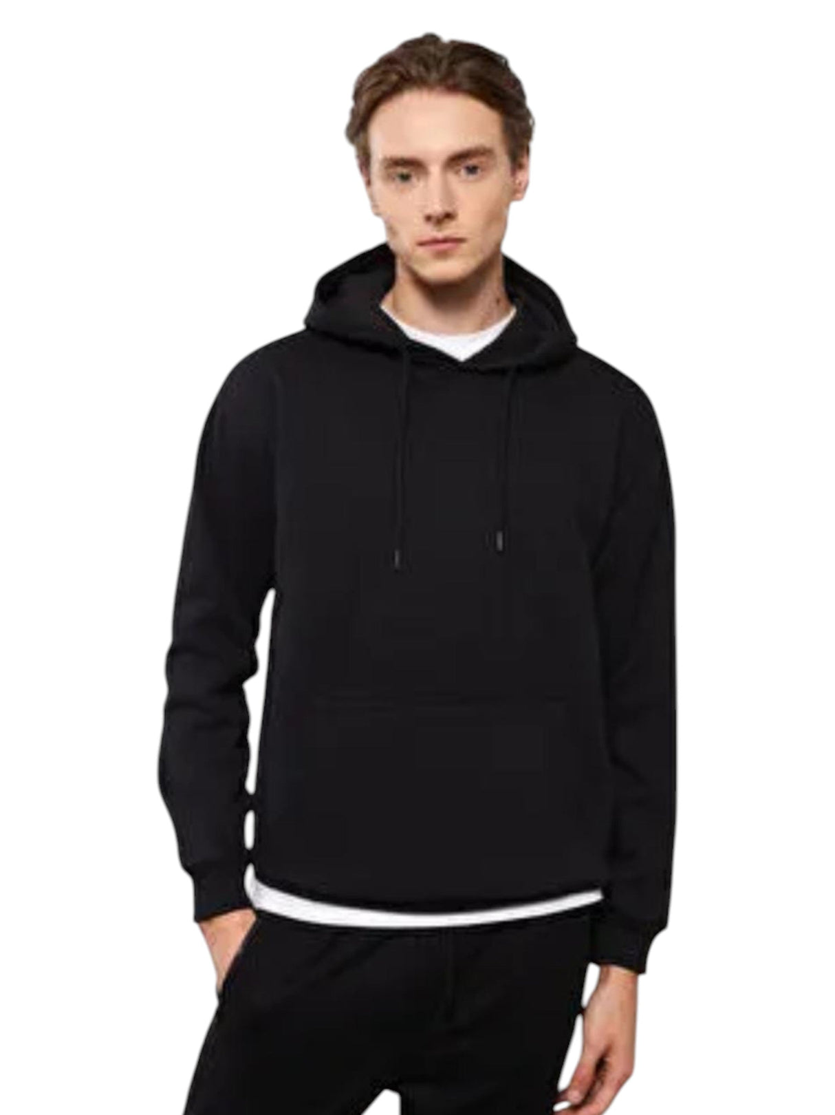Image for Men's Plain Solid Hoodie,Black