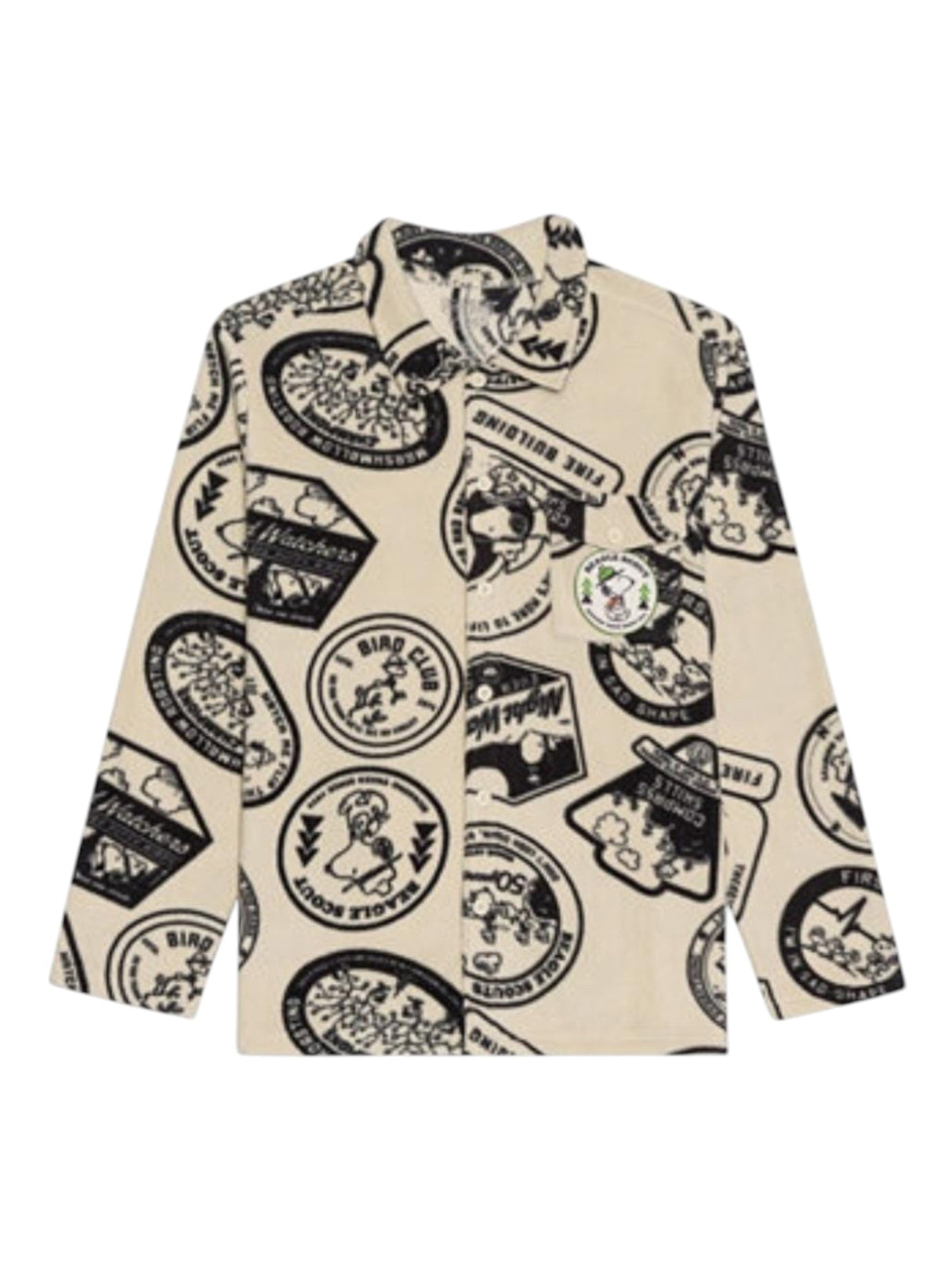 Image for Men's Graphic Printed Sleepwear Top ,Light Beige/Black
