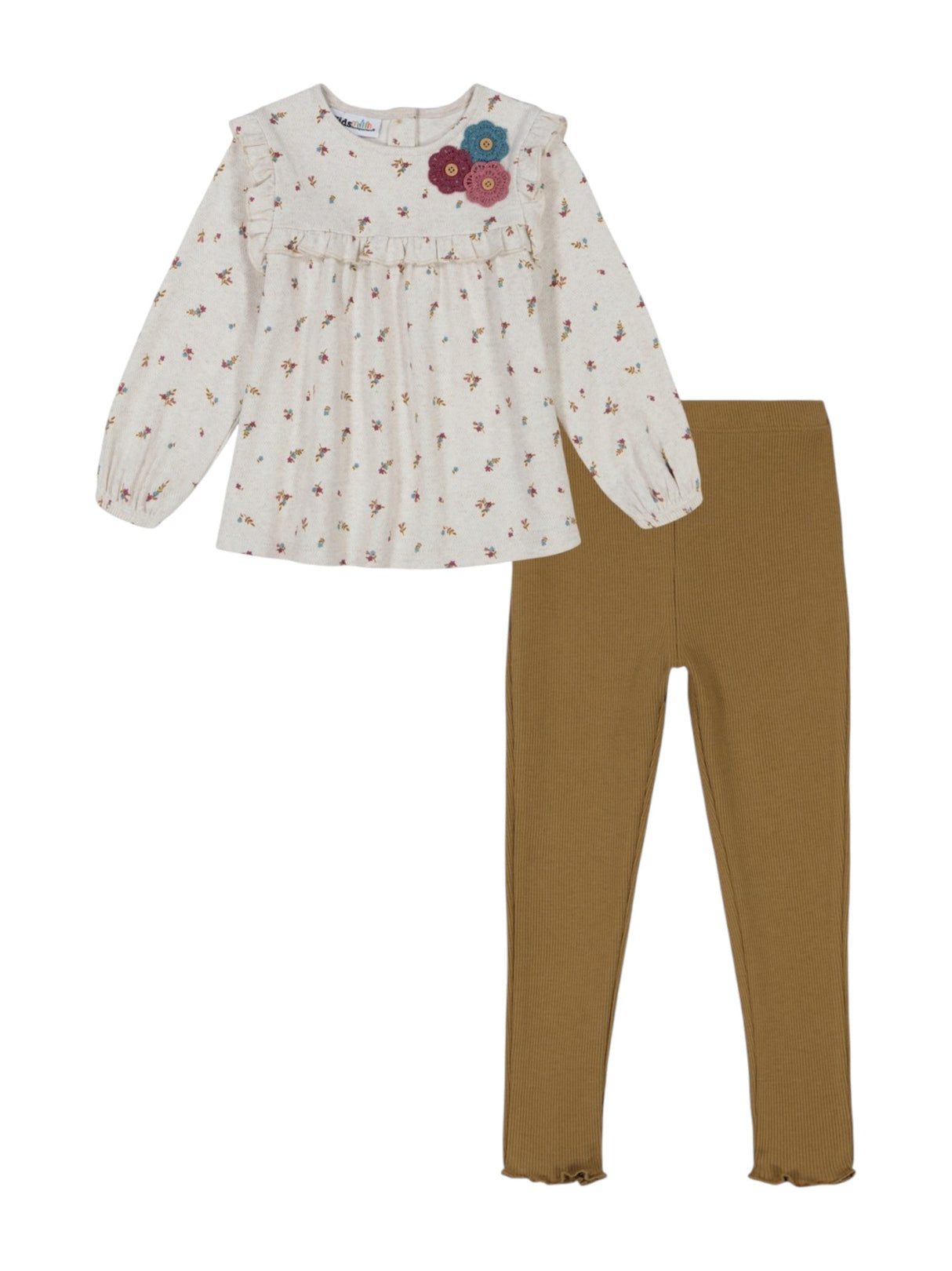 Image for Kids Girl's Knitted Pajama Set,Brown/Off White