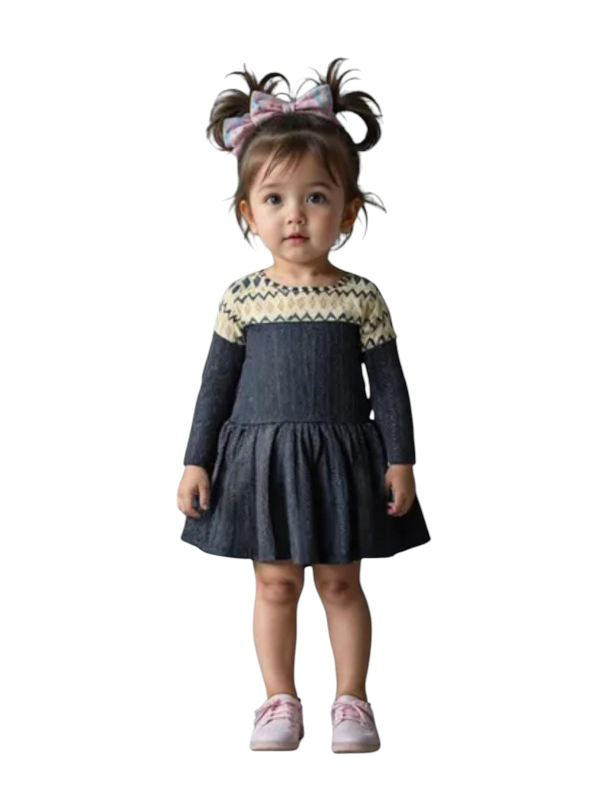 Image for Kids Girl's Ruffled Dress,Gery/Beige