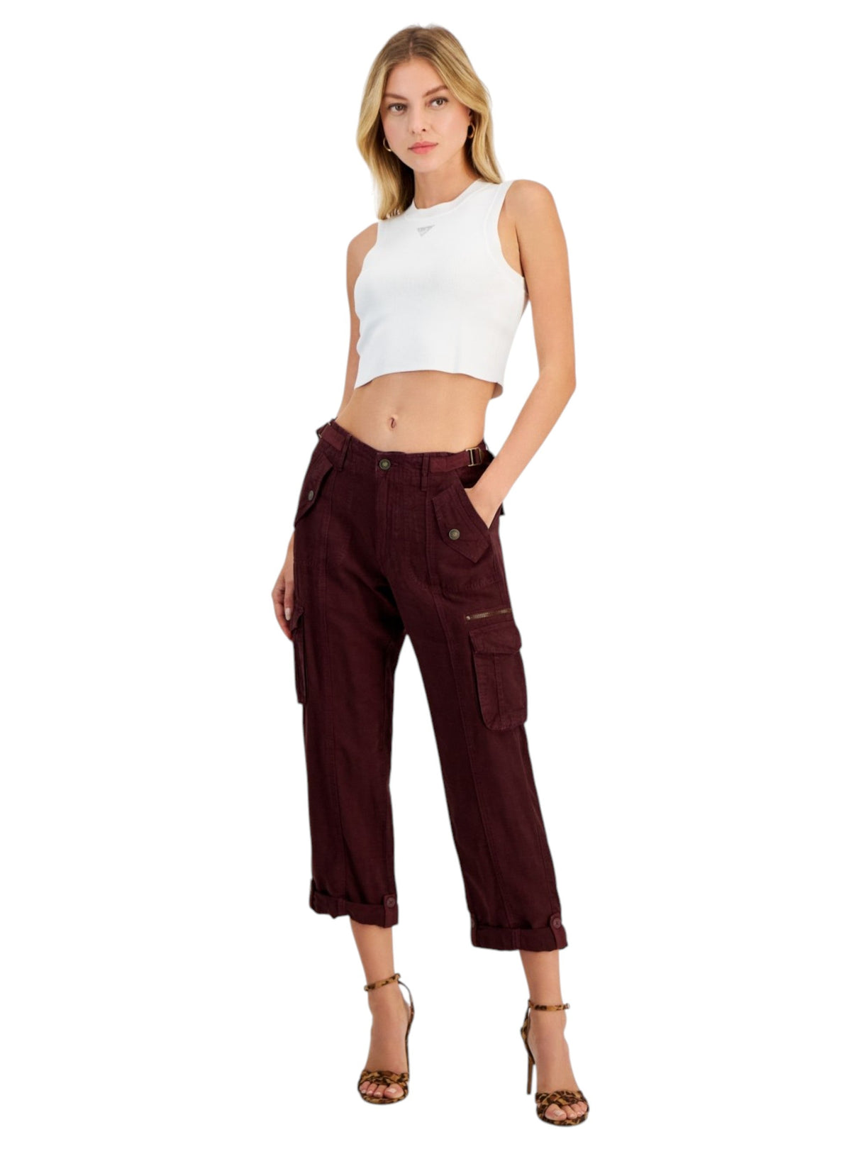 Image for Women's Plain Casual Pant,Burgundy