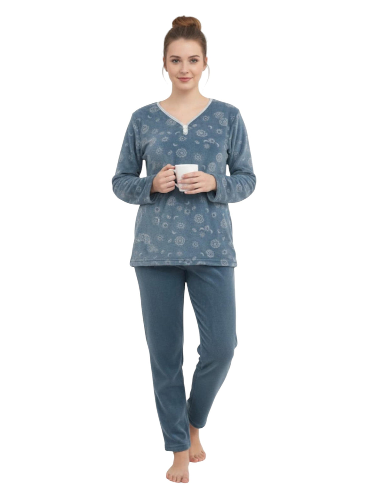 Image for Women's Faux Fur Pajama Set,Blue