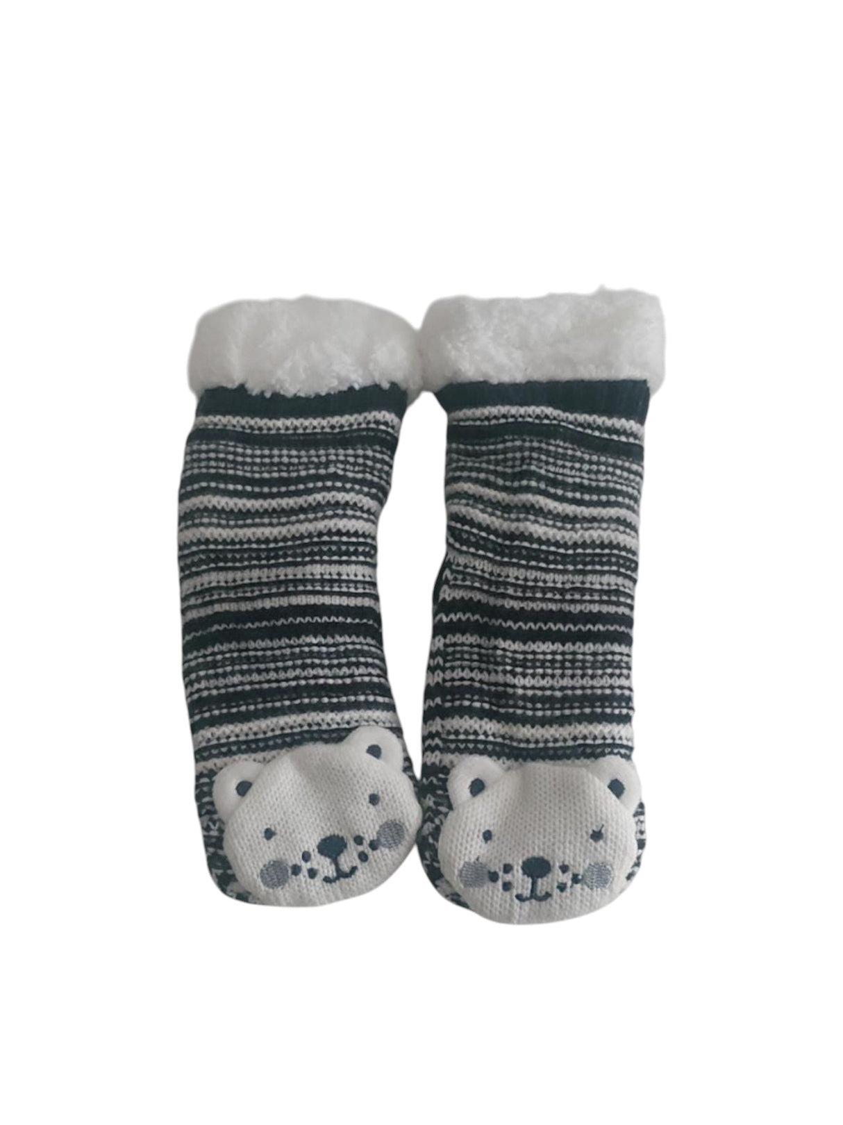 Image for Kids Girl's Knitted Faux Fur Socks,White/Navy
