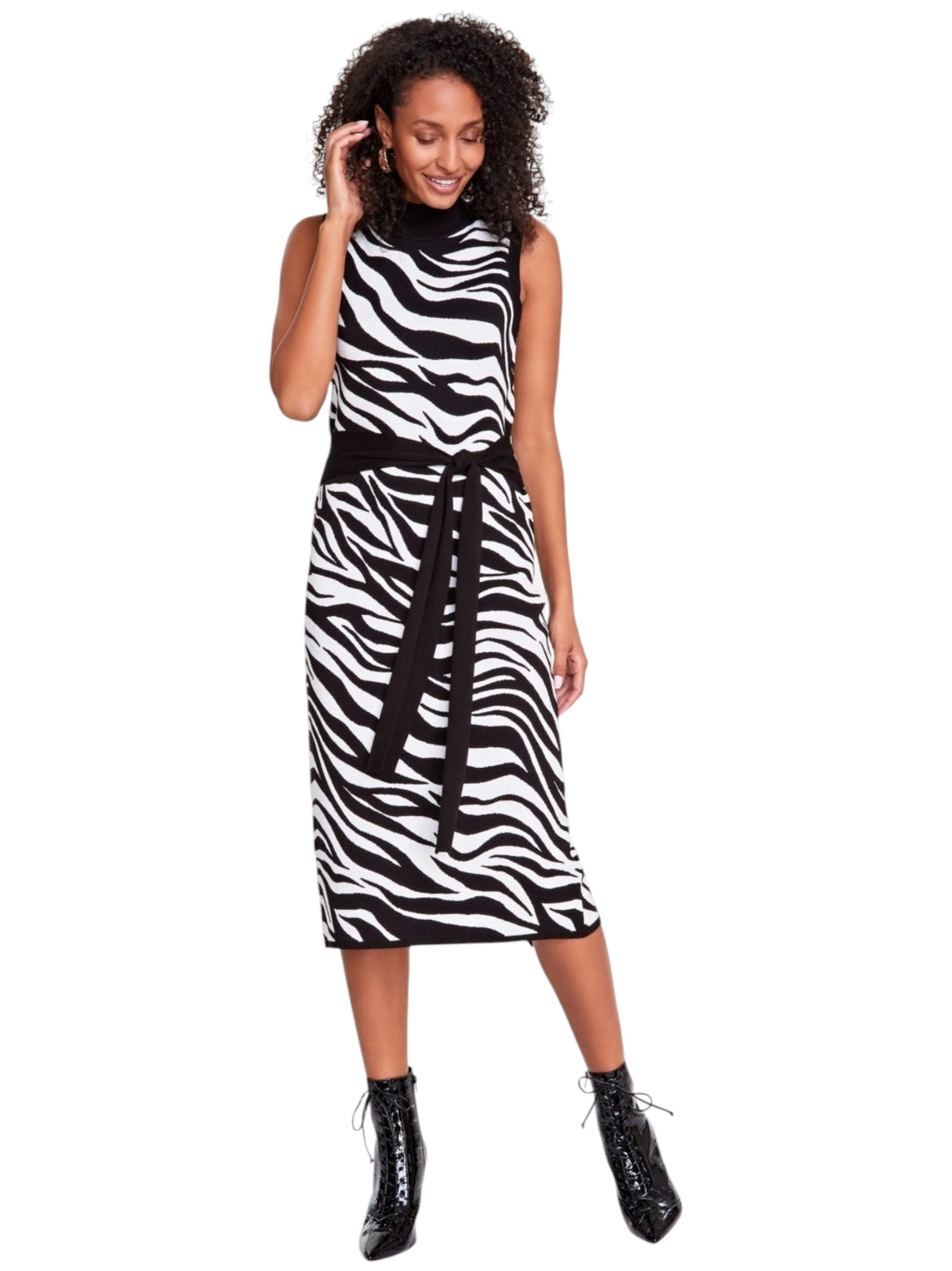 Image for Women's Zebra Printed Dress,Black/White
