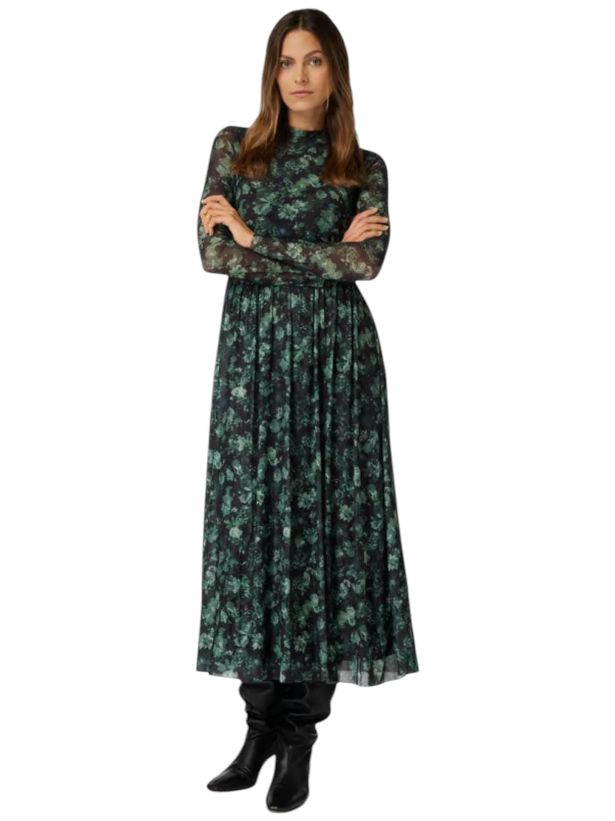 Image for Women's Floral Printed Dress,Black