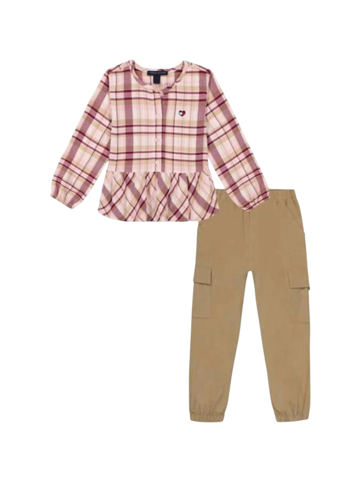 Image for Kids Girl's Plaid Set Chemise&Pant,Beige