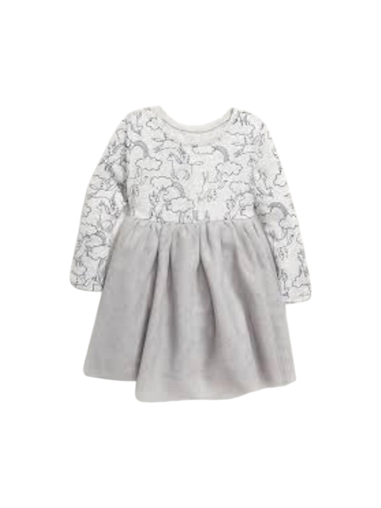 Image for Kids Girl's Printed Ruffled Dress,Grey