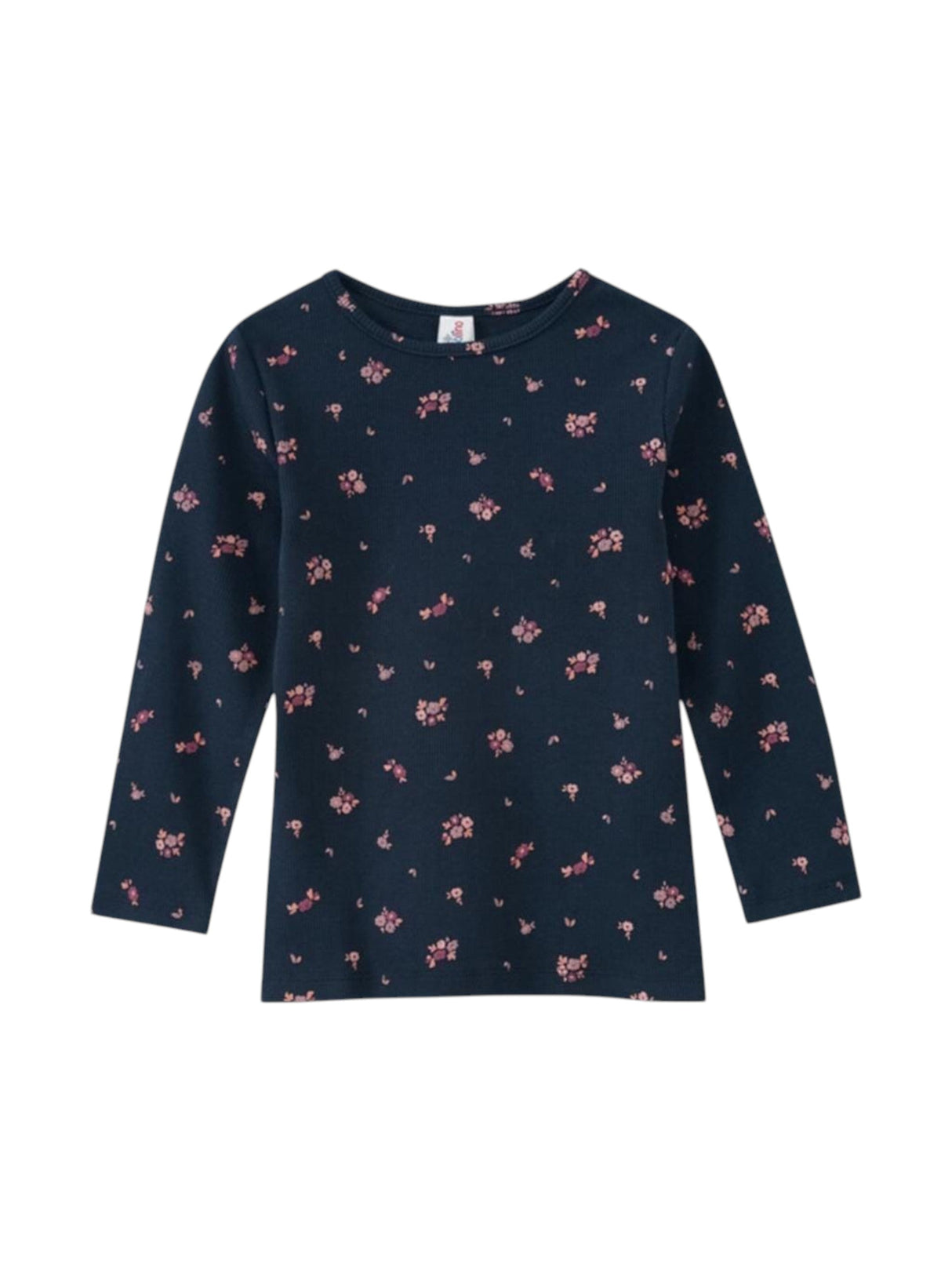 Image for Kids Girl's Floral Printed Ribbed Top,Navy
