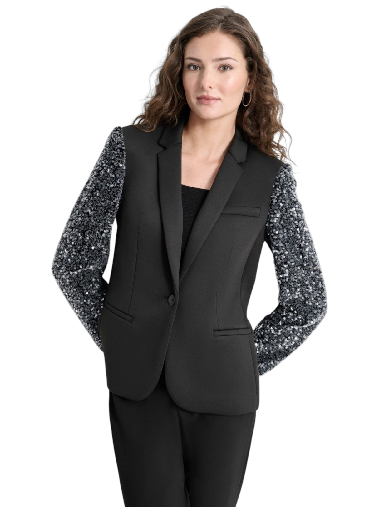 Image for Women's Sequin Blazer,Black