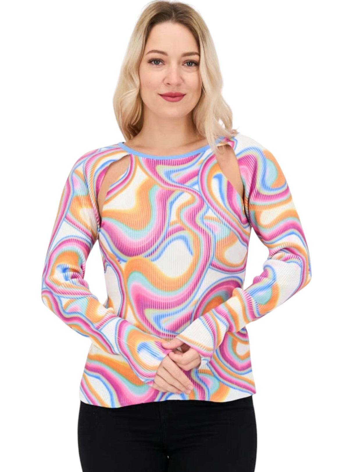 Image for Women's Colorblocked Ribbed Top,Multi