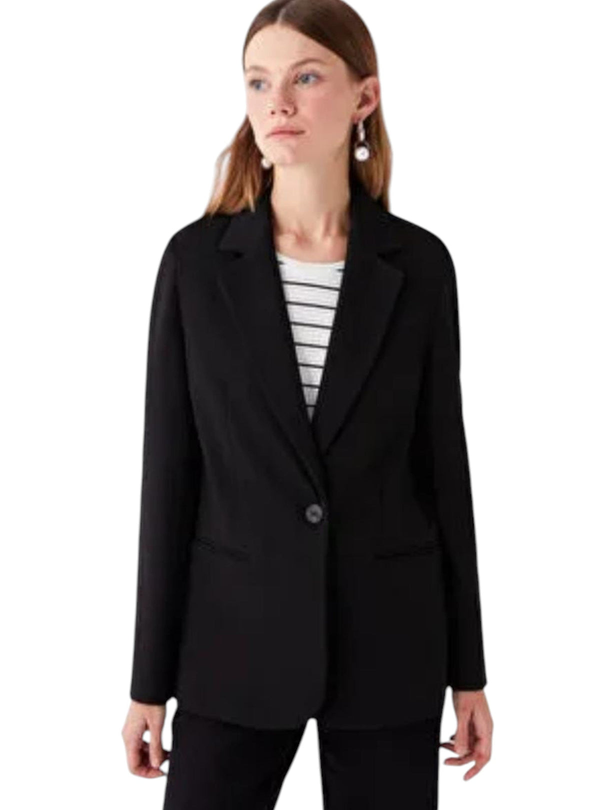 Image for Women's Plain Solid Blazer,Black