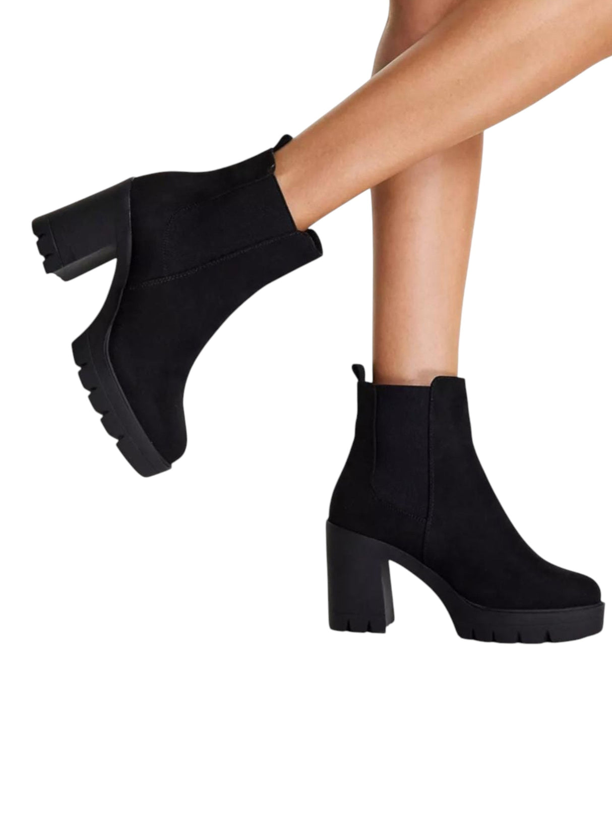 Image for Women's Plain Heeled Ankle Boots,Black