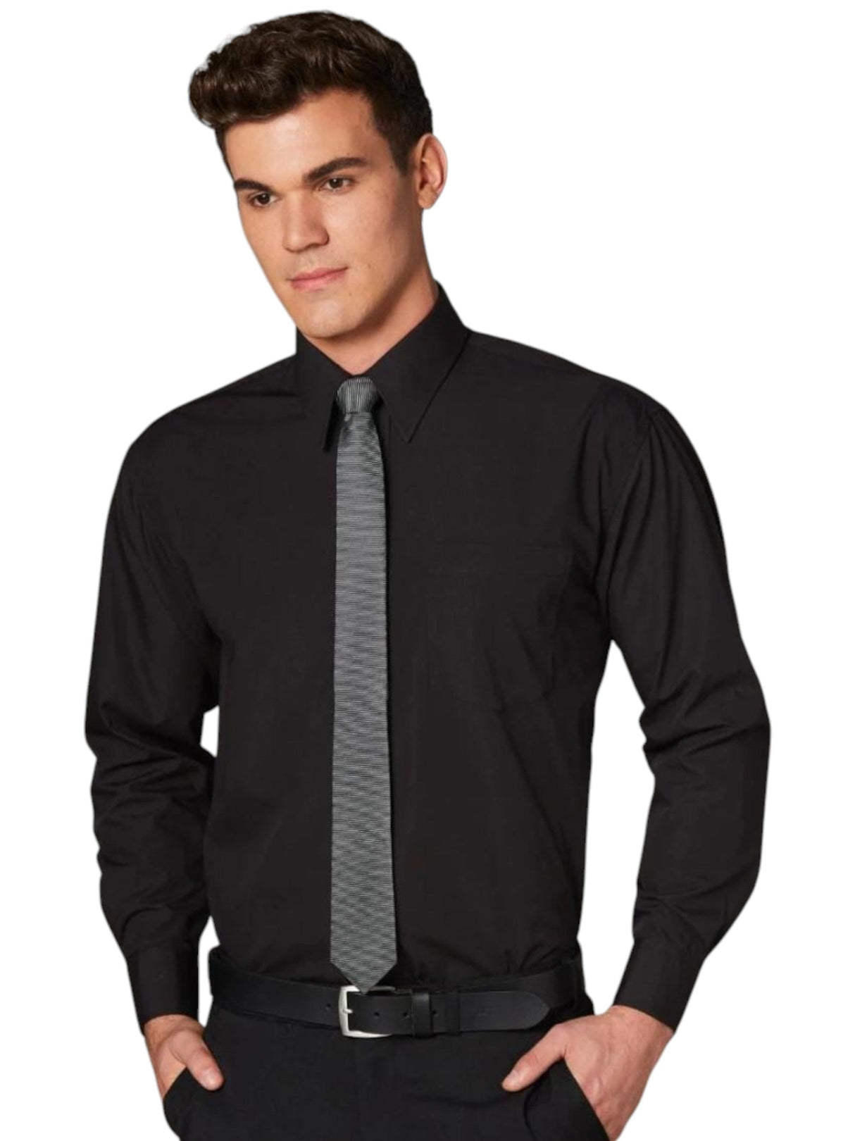 Image for Men's Plain Dress Shirt&Tie,Black