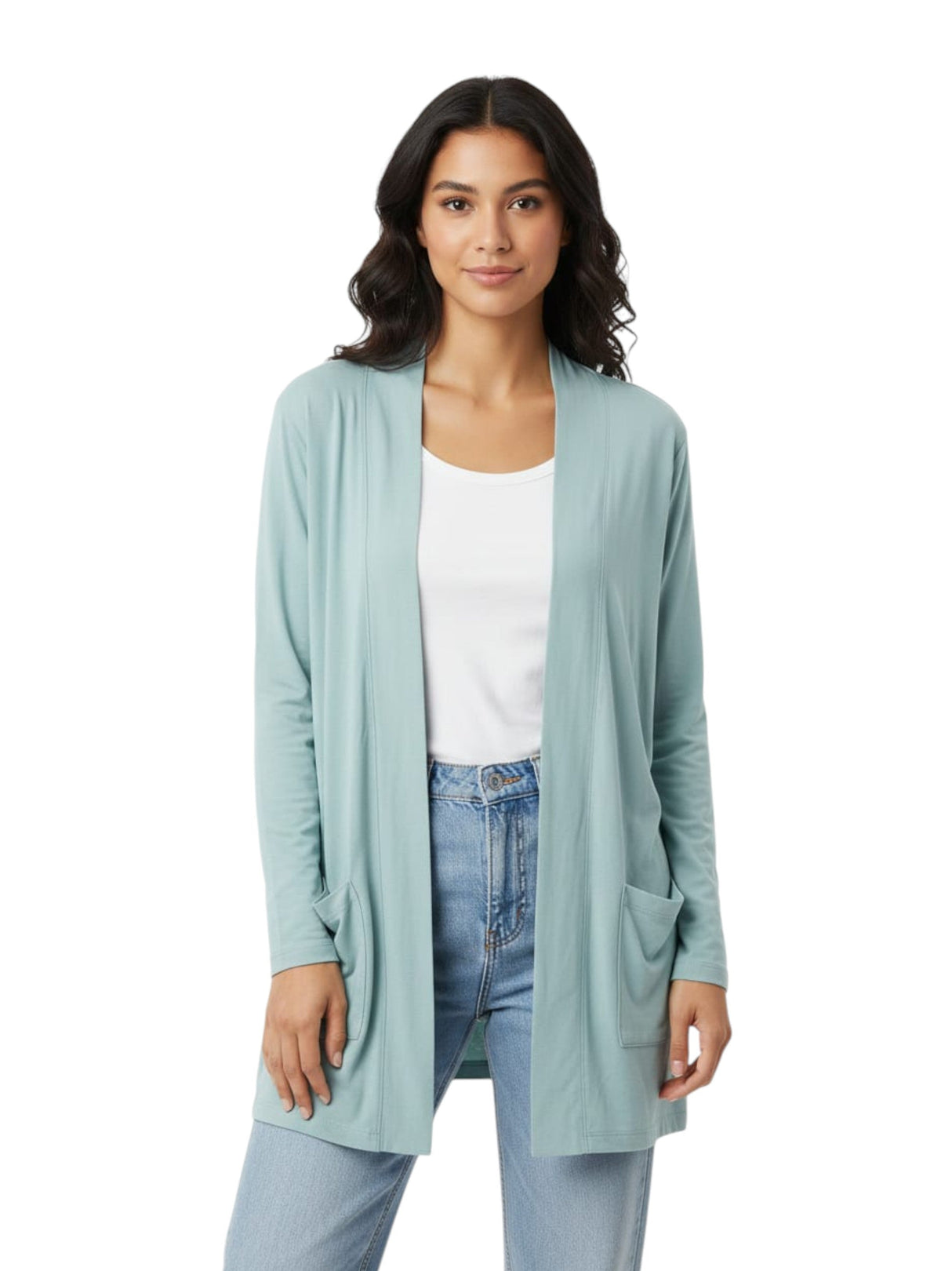 Image for Women's Plain Top Cardigan,Aqua