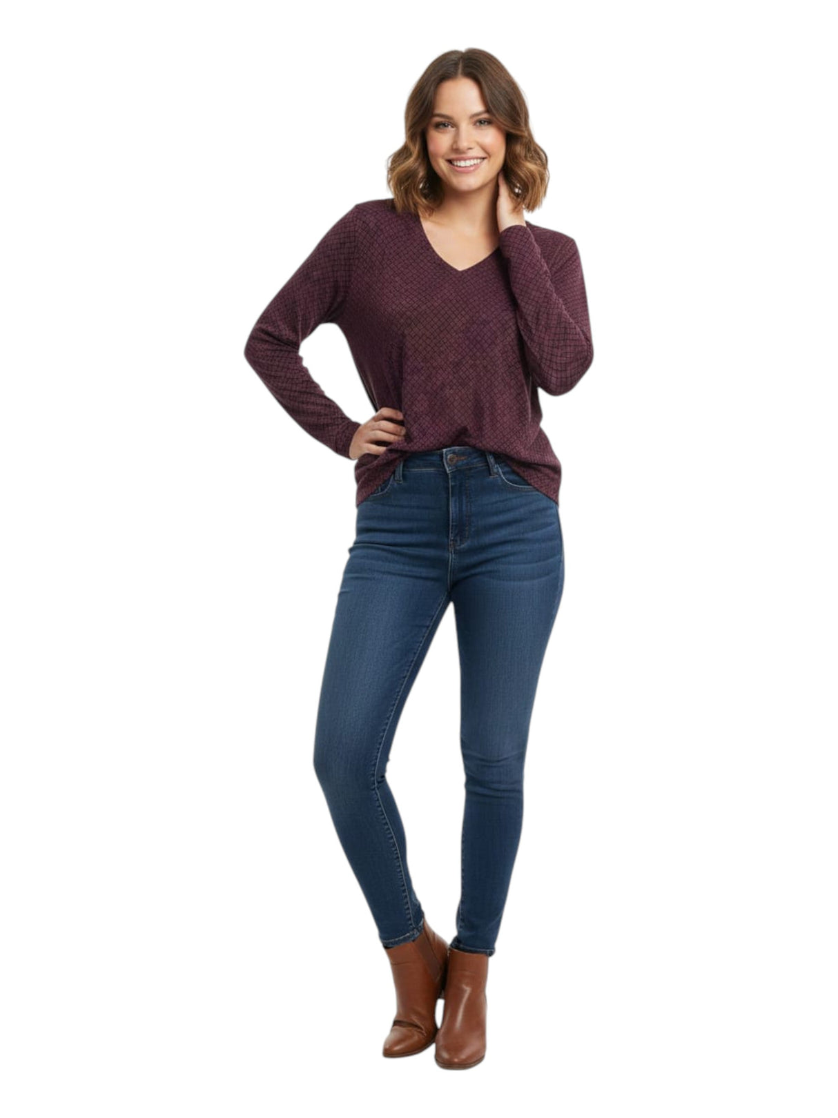 Image for Women's Printed Top,Dark Purple