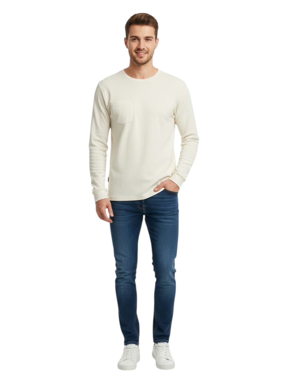 Image for Men's Plain Solid Sweaters,Light Beige