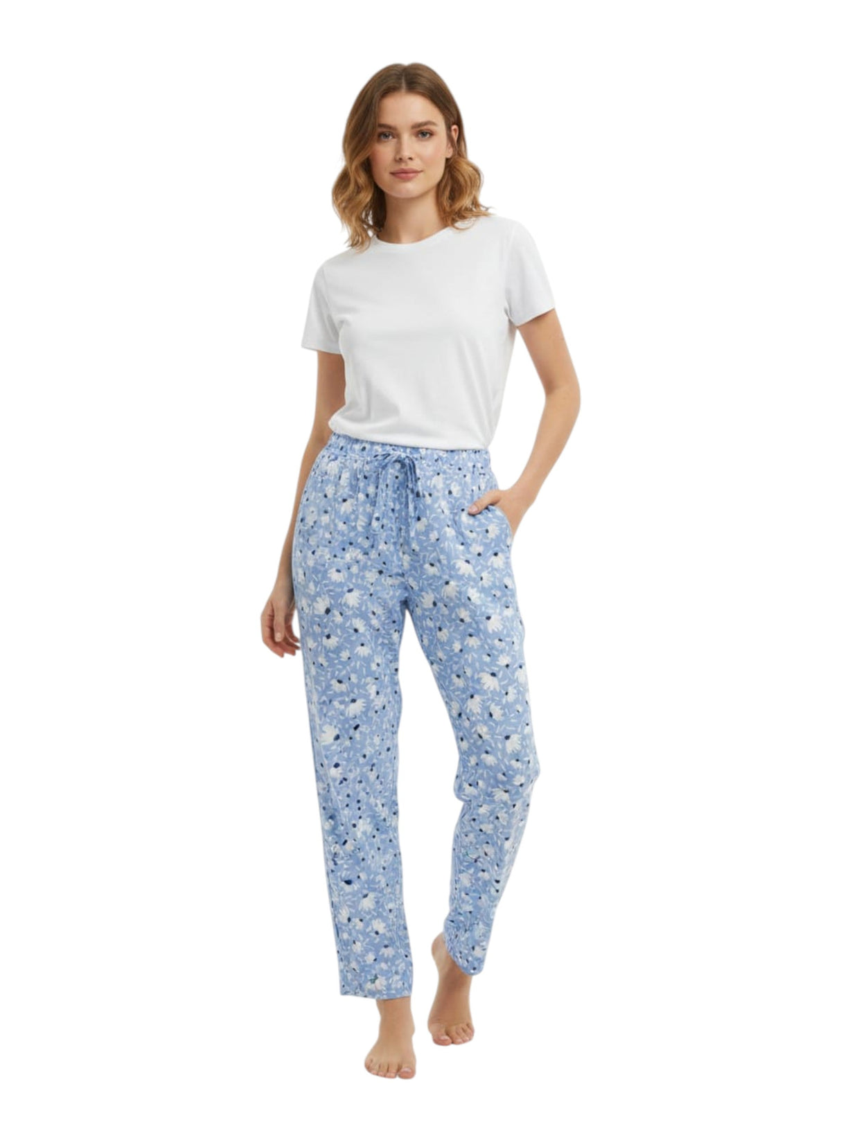 Image for Women's Floral Printed Sleepwear Pant,Blue