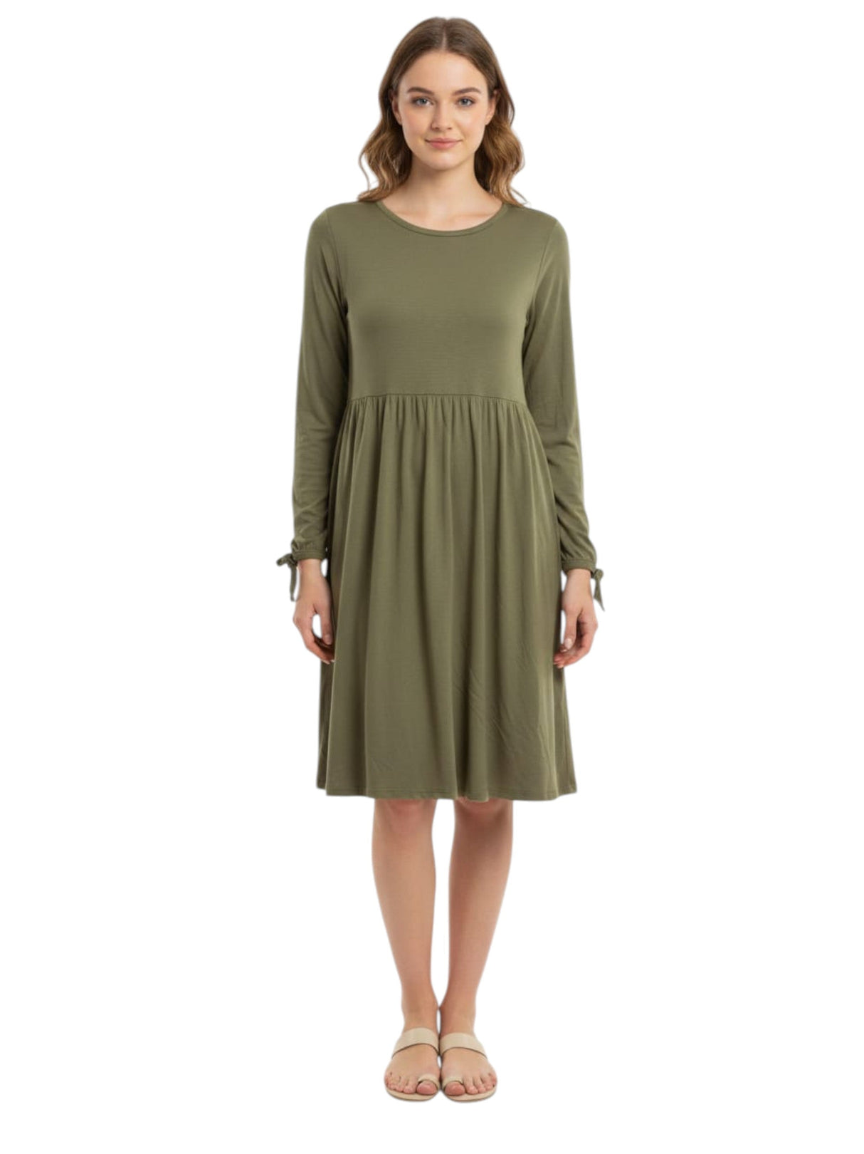 Image for Women's Plain Solid Dress,Olive