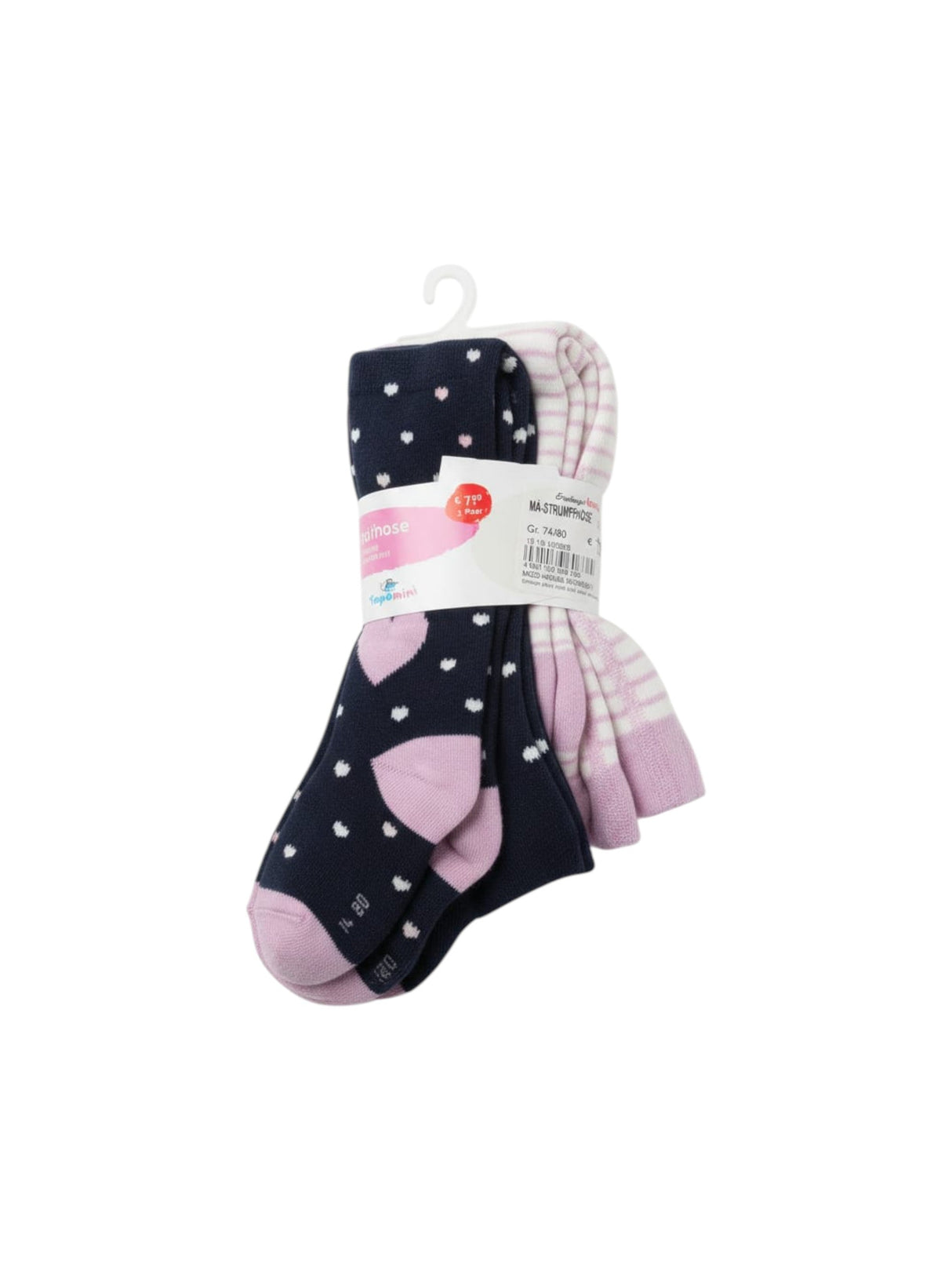 Image for Kids Girl's Printed Knitted Tights,Navy/Light Pink
