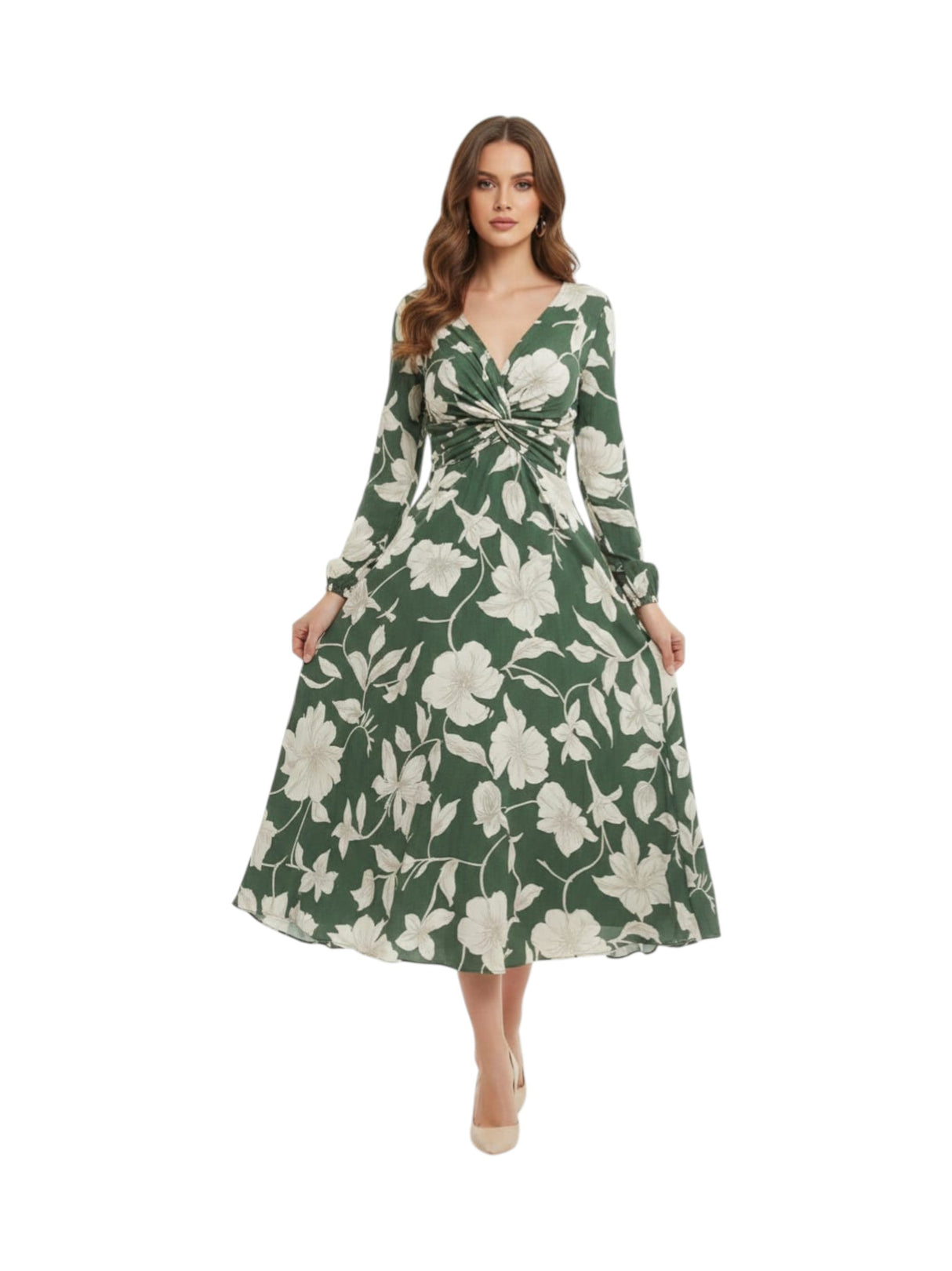 Image for Women's Floral Printed Dress,Green