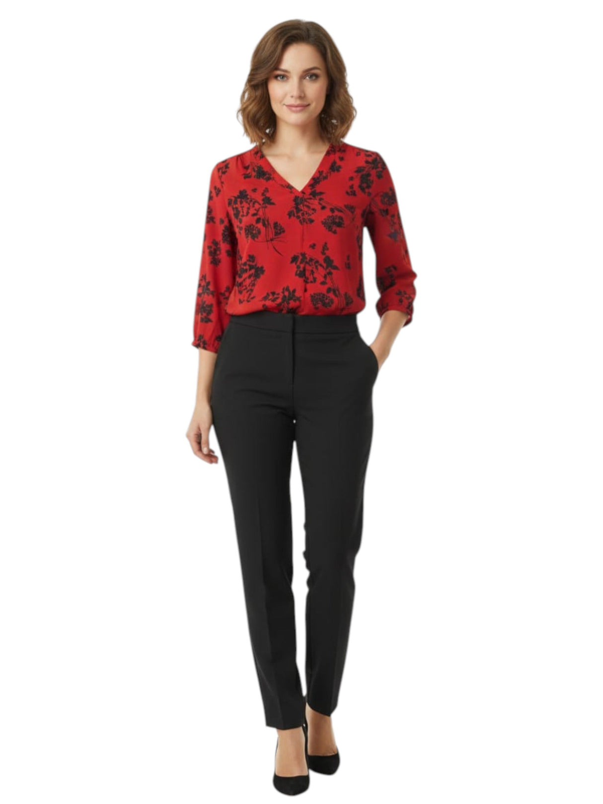 Image for Women's Floral Printed Top,Red