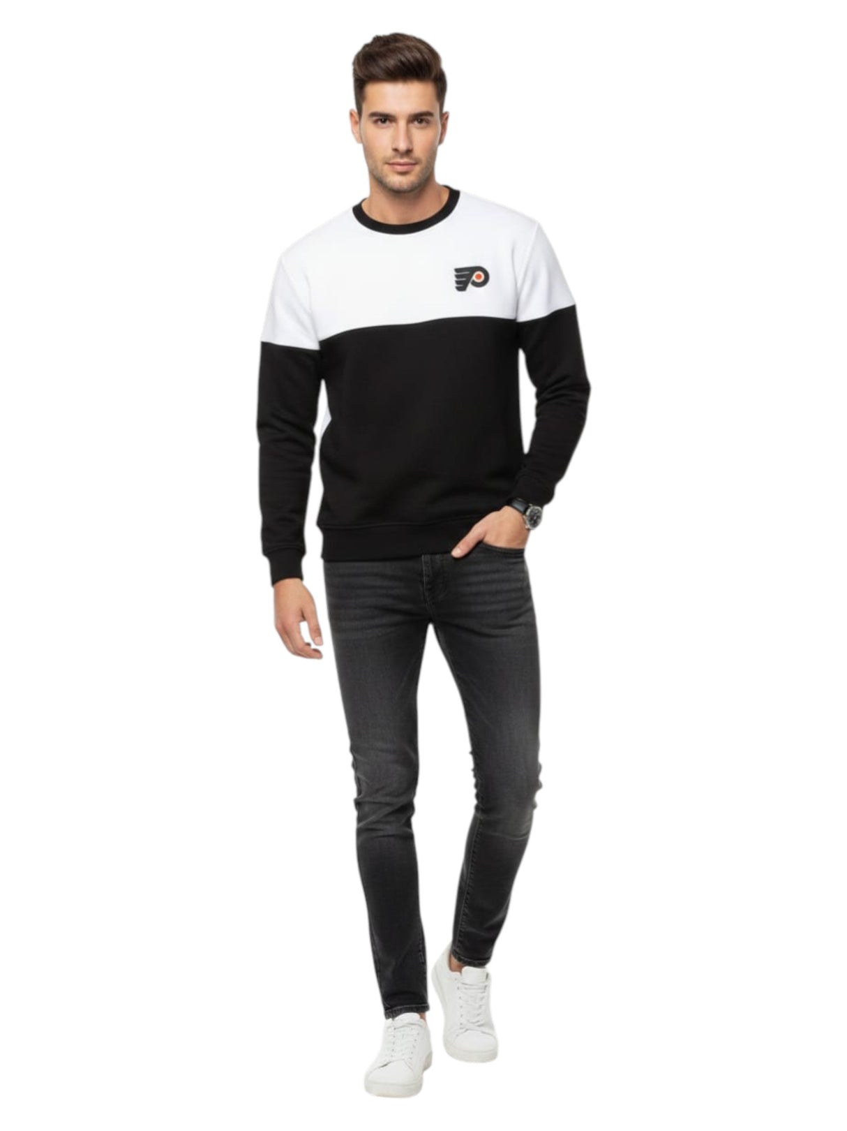 Image for Men's Colorblocked Sweaters,Black/White