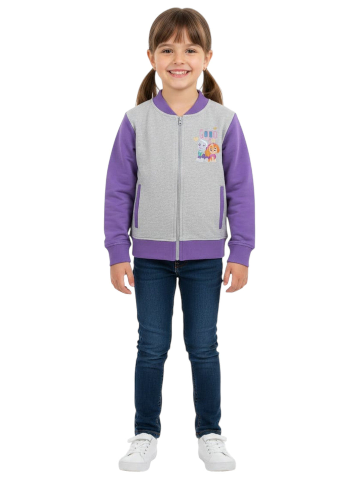 Image for Kids Girl's Printed Sweaters,Grey/Purple