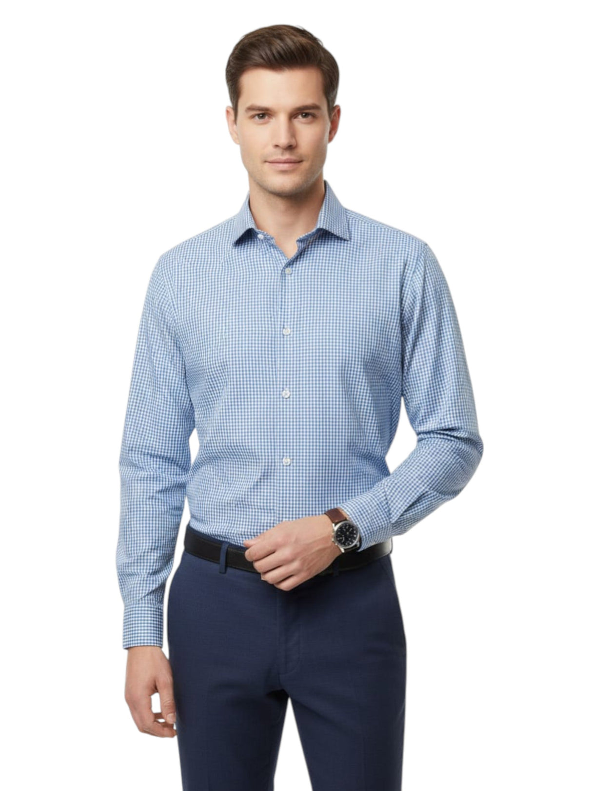 Image for Men's Plaid Dress Shirt,Blue