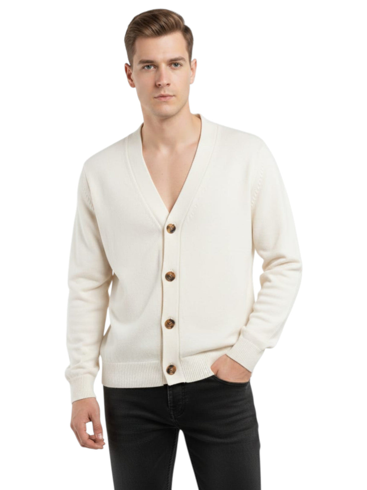 Image for Men's Knitted Cardigan,Off White