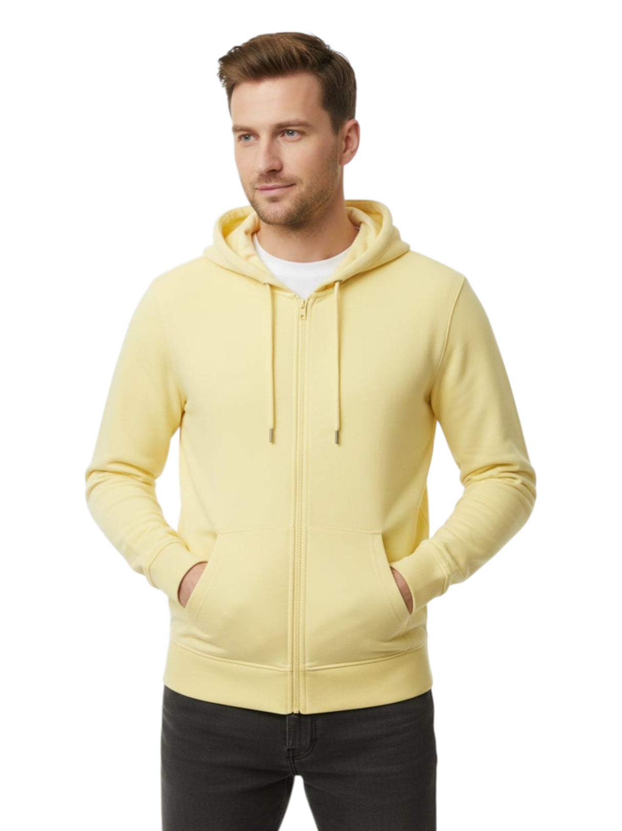 Image for Men's Plain Solid Hoodie,Yellow