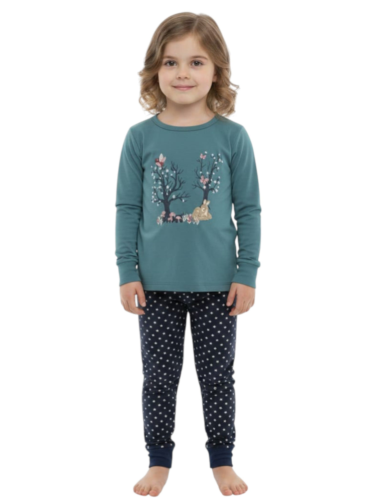 Image for Kids Girl's Printed Pajama Set,Light Navy