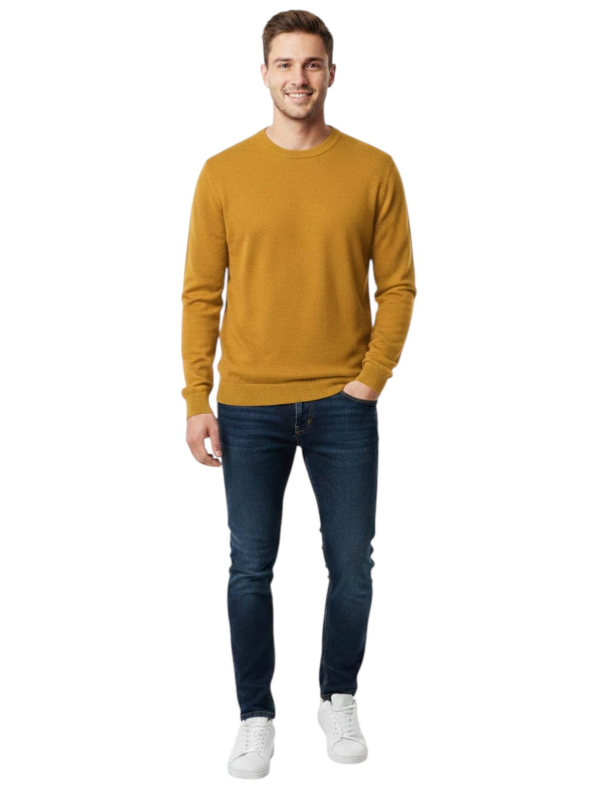 Image for Men's Knitted Sweaters,Mustard