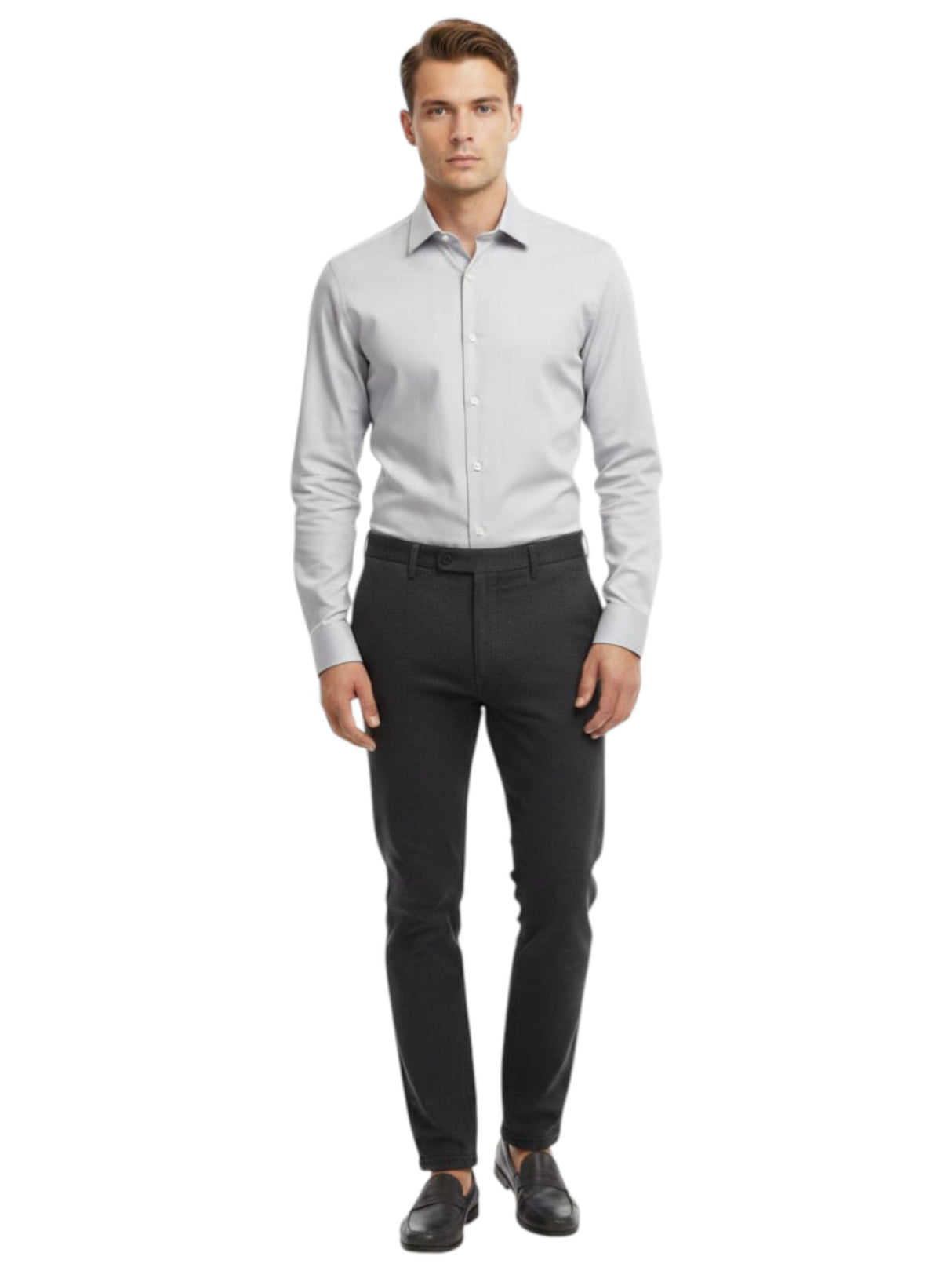 Image for Men's Plain Solid Dress Shirt,Grey