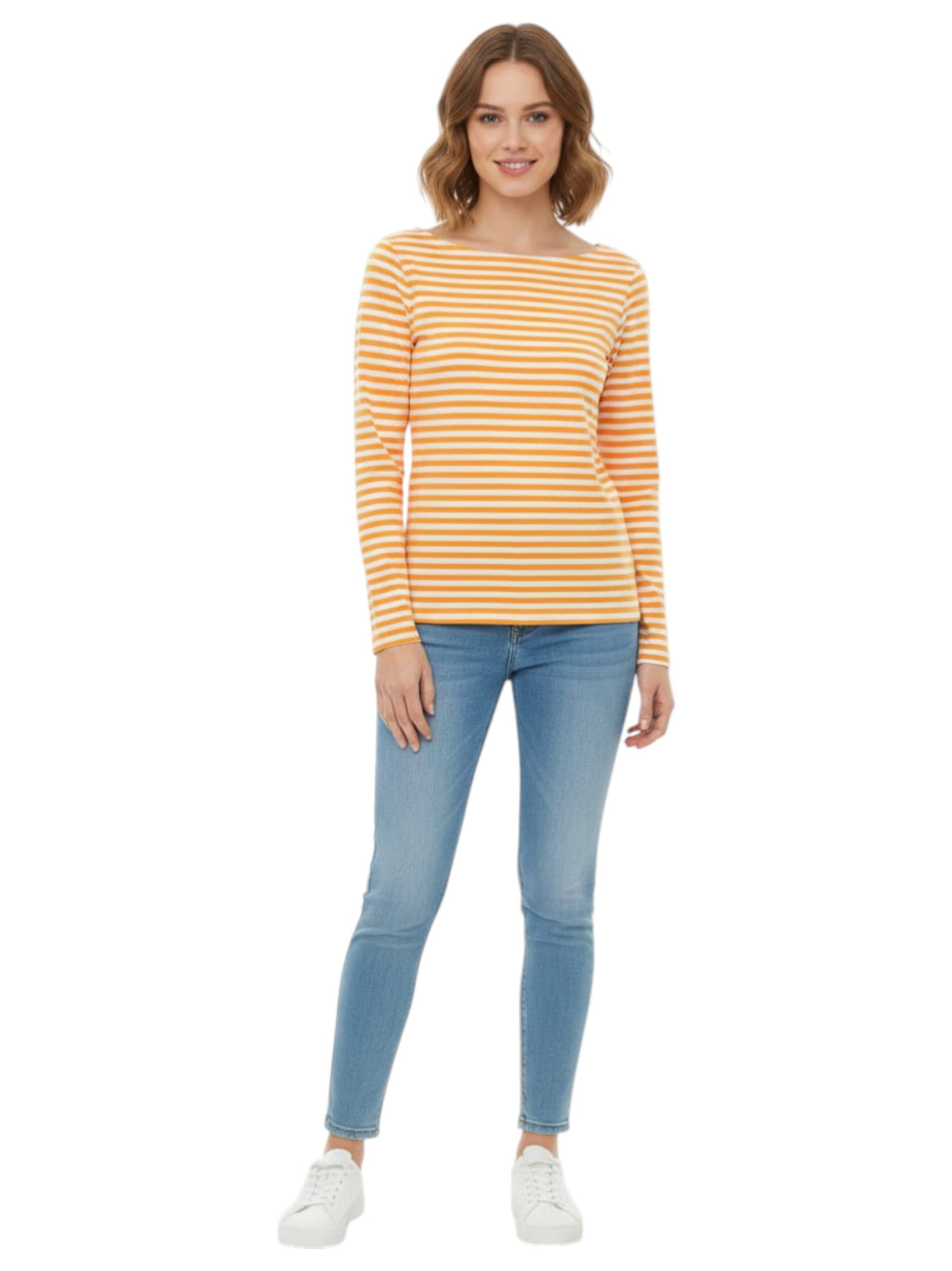 Image for Women's Striped Top,White/Orange