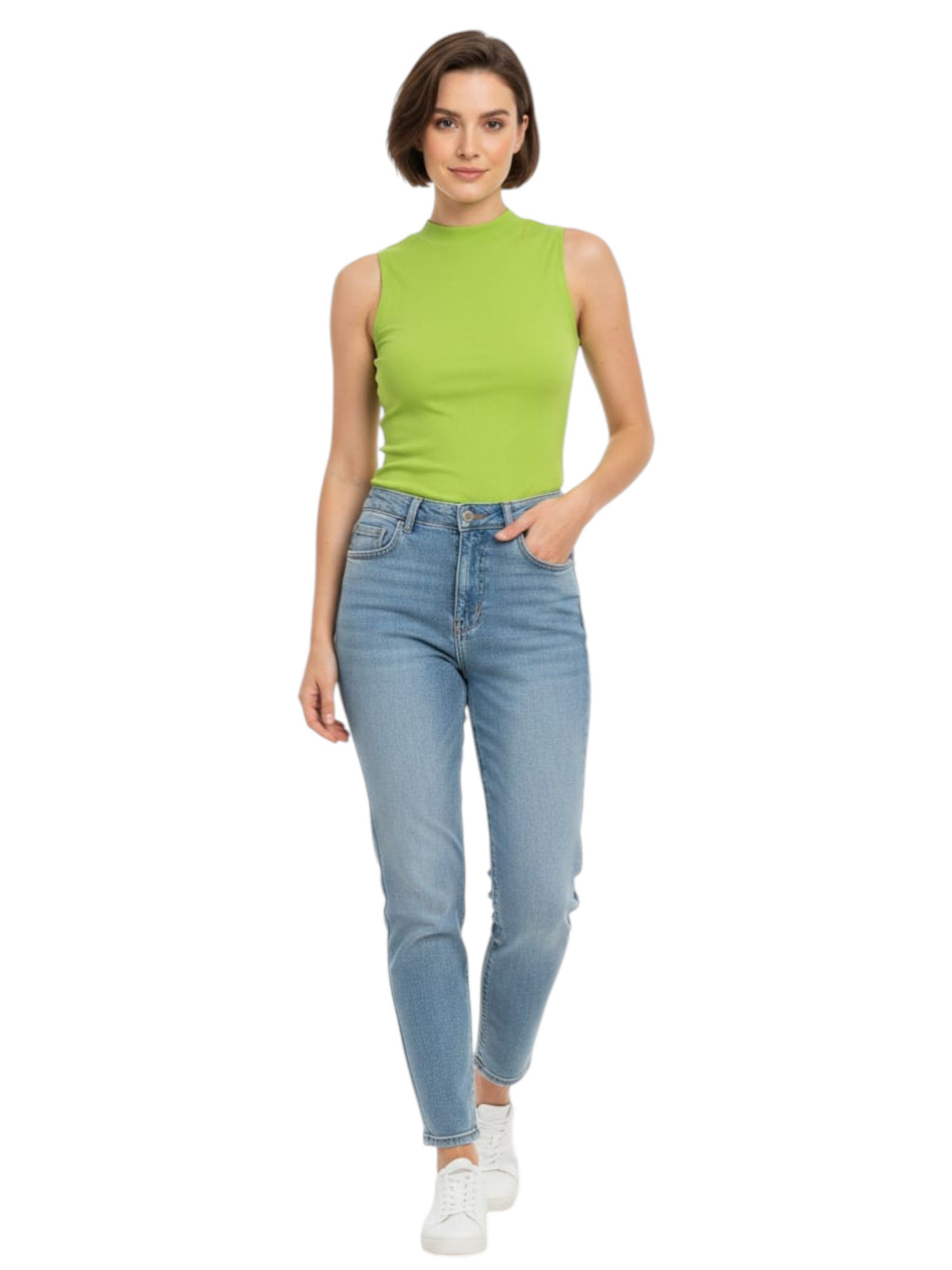 Image for Women's Shiny Textured Sheer Top,Green