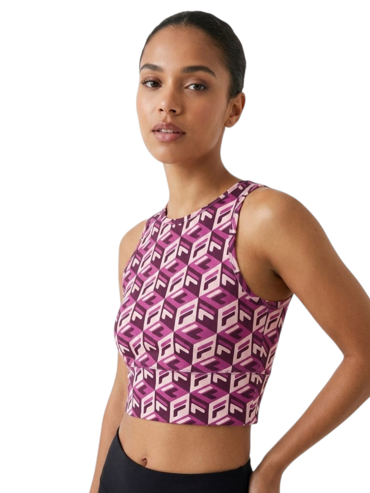 Image for Women's Logo Printed Sport Crop Top,Mauve