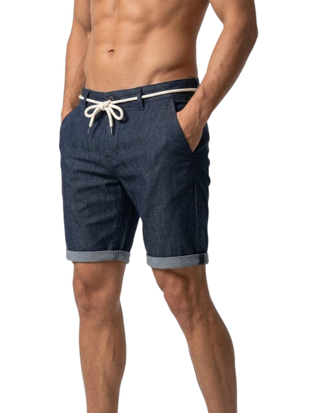 Image for Men's Plain Solid Jeans Short,Navy