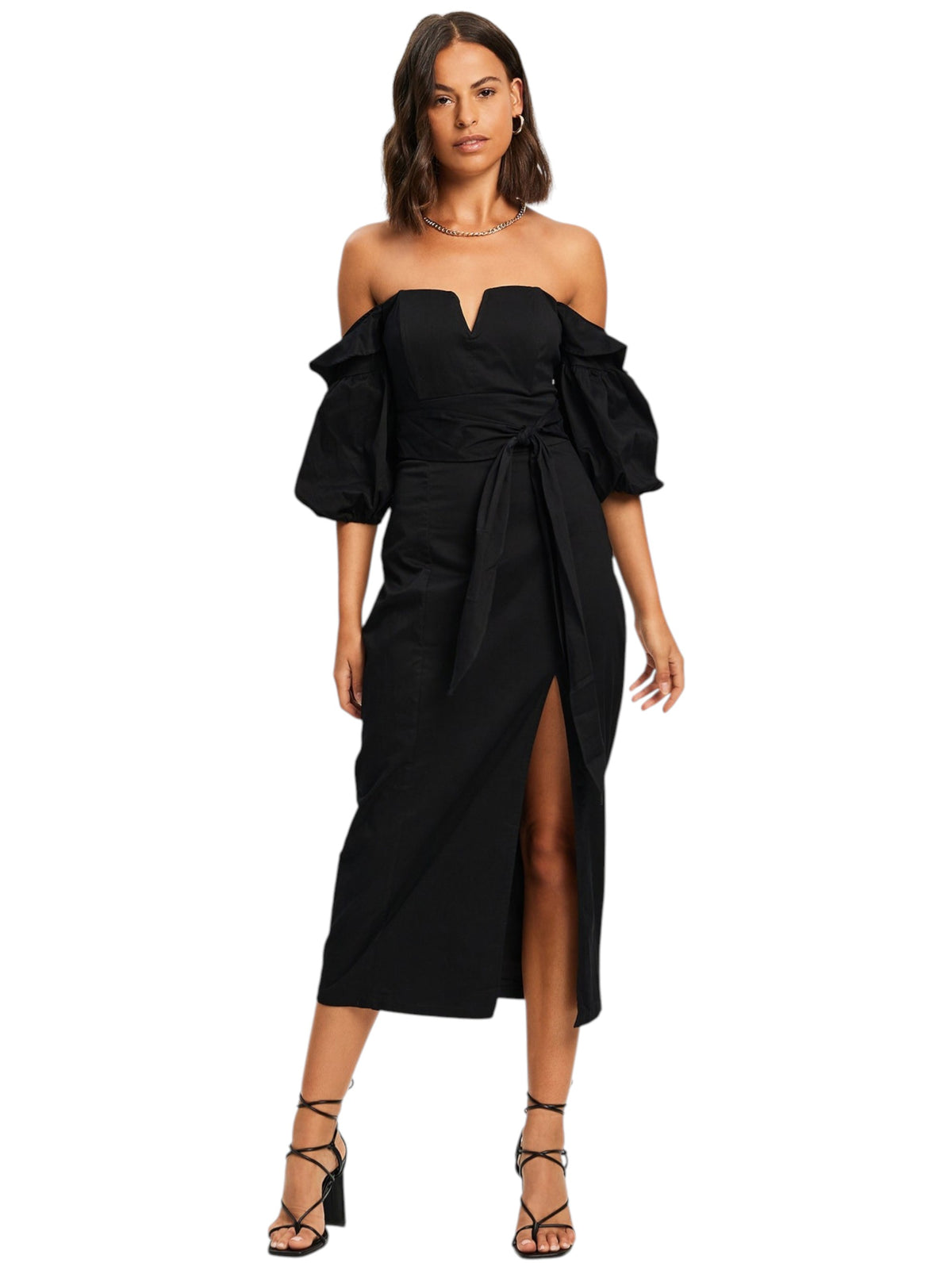 Image for Women's Plain Off Shoulders Dress,Black