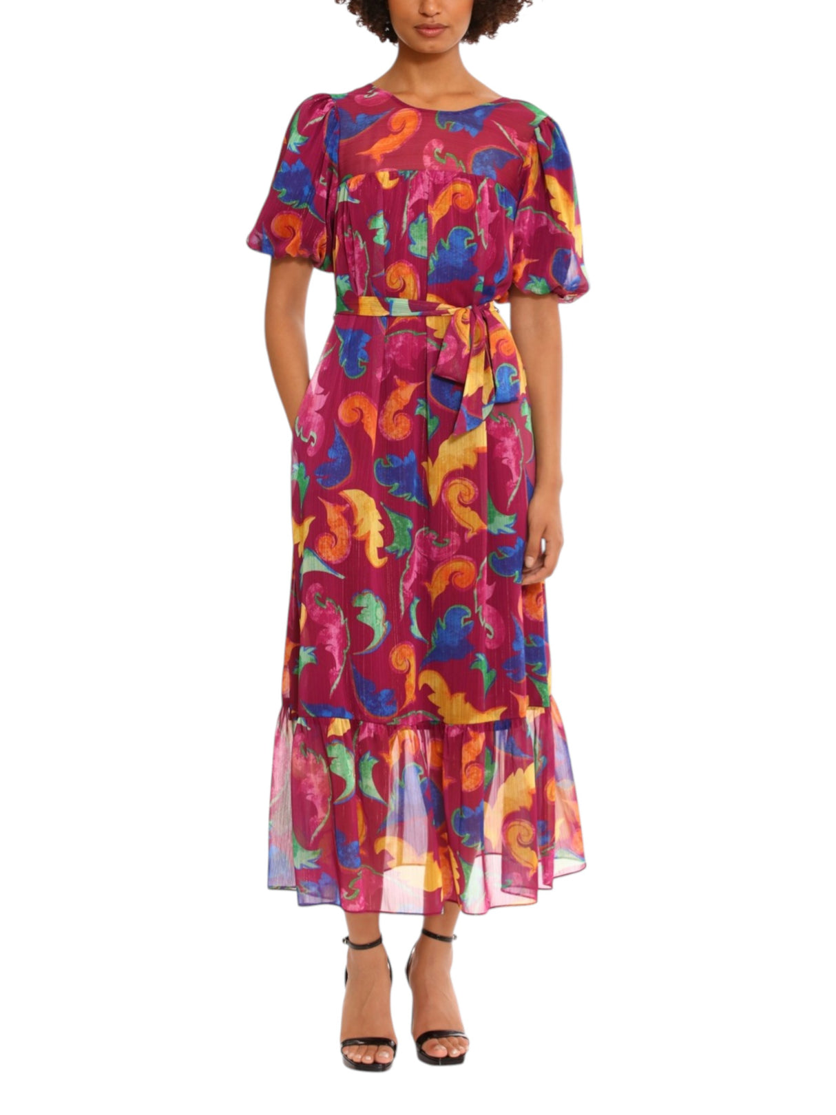 Image for Women's Printed Shiny Dress,Mauve
