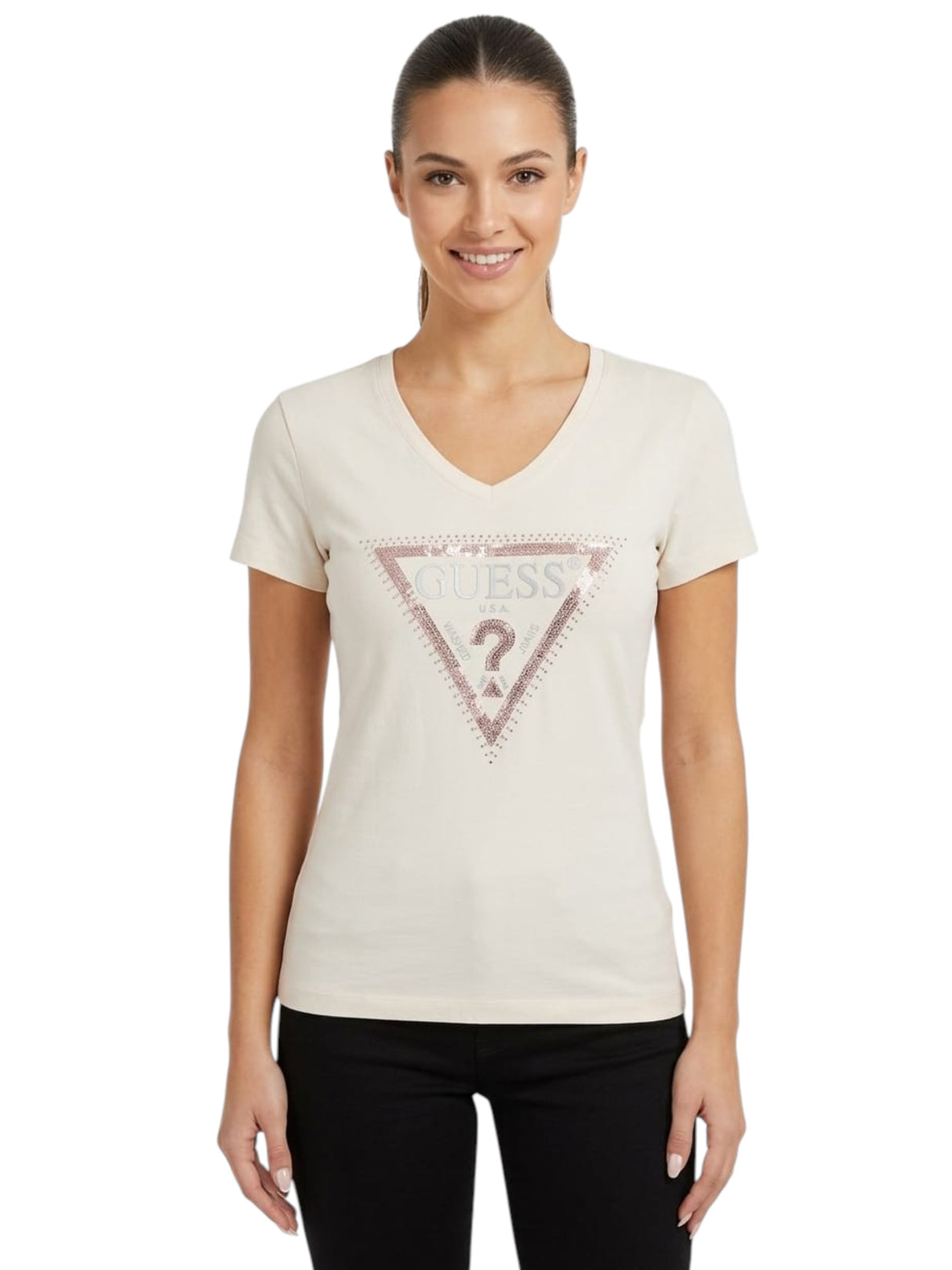 Image for Women's Brand Logo Printed Top,Light Beige