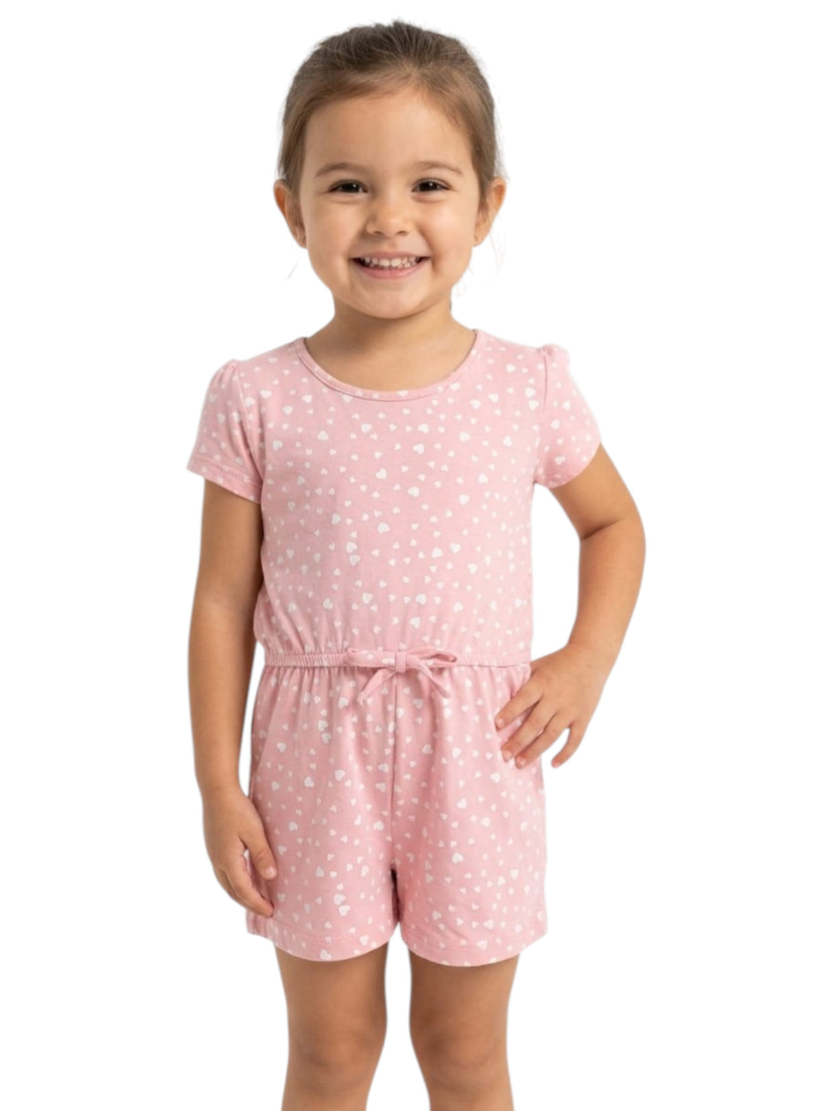 Image for Kids Girl's White Hearts Jumpsuit Dress,Pink
