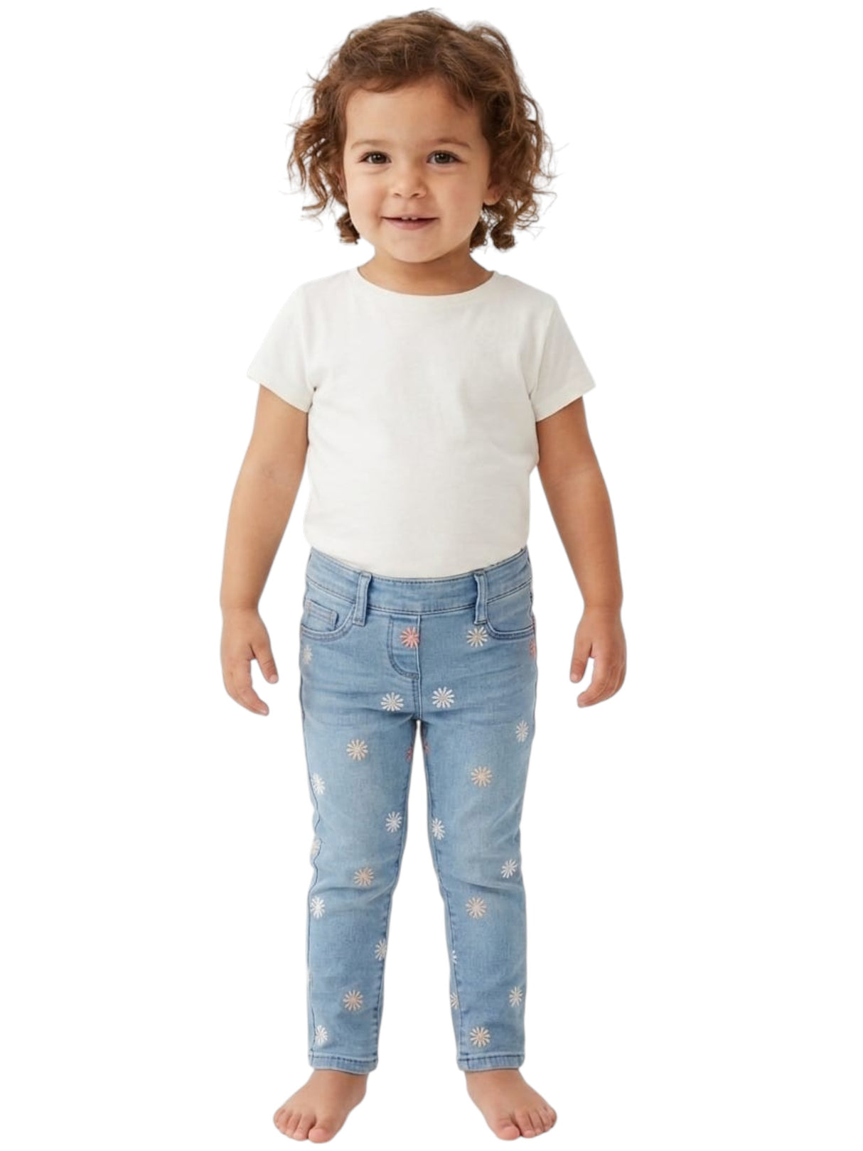Image for Kids Girl's Floral Embroidered Jeans,Blue