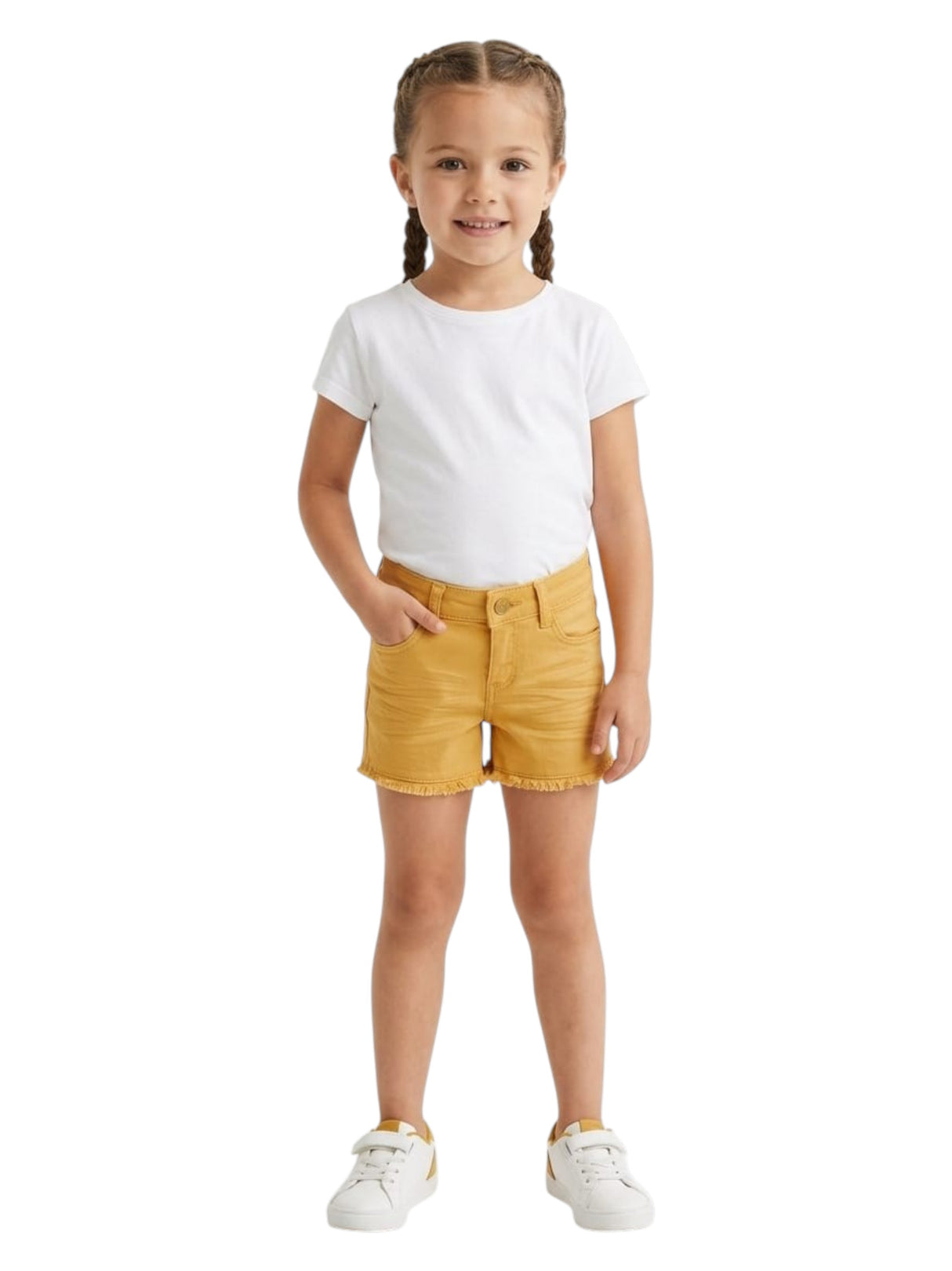 Image for Kids Girl's Plain Jeans Short,Mango