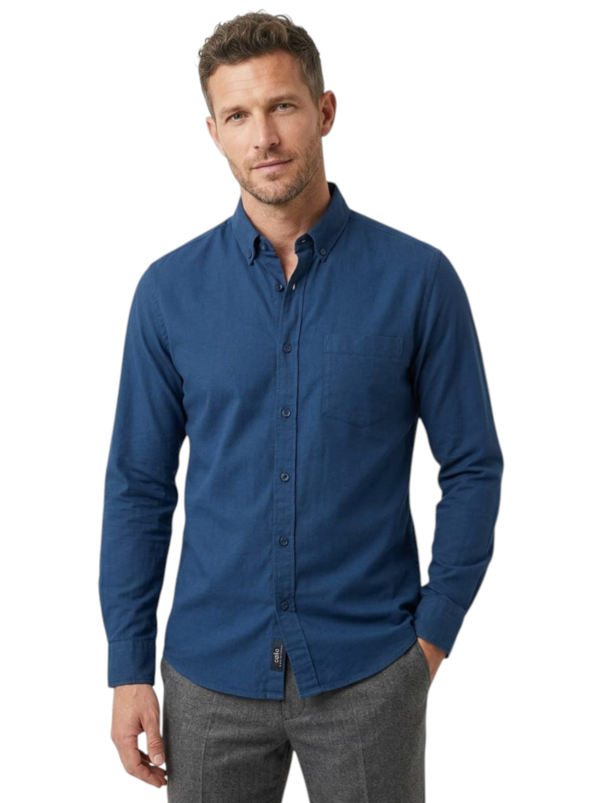 Image for Men's Plain Dress Shirt,Navy