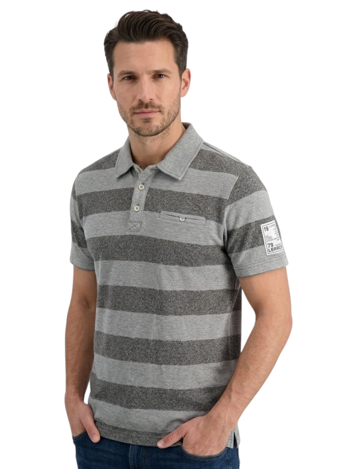 Image for Men's Knitted Stripepd Top,Grey